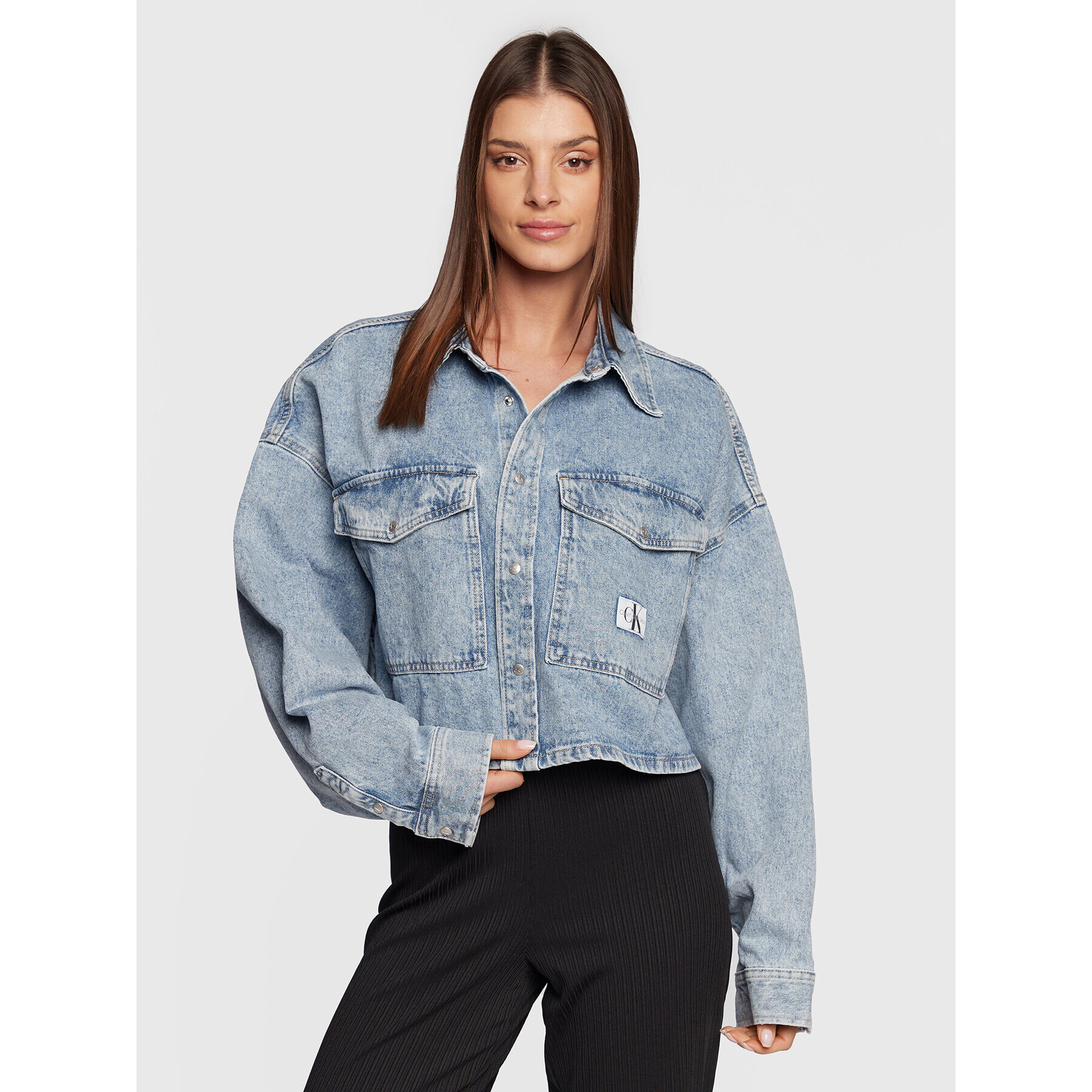 Calvin Klein Jeans Farmer kabát J20J220225 Kék Oversize - Pepit.hu