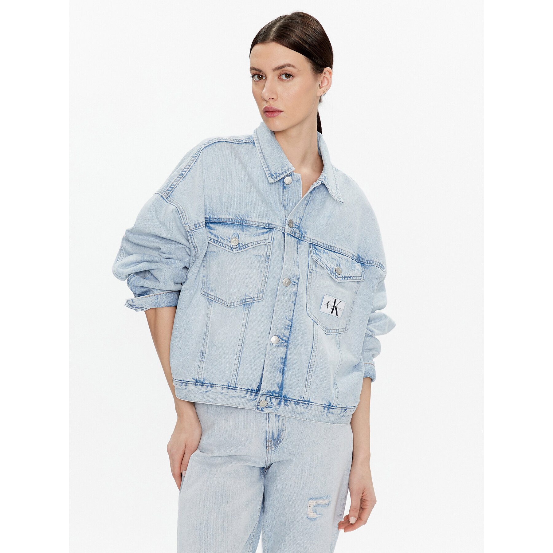 Calvin Klein Jeans Farmer kabát J20J220229 Kék Oversize - Pepit.hu