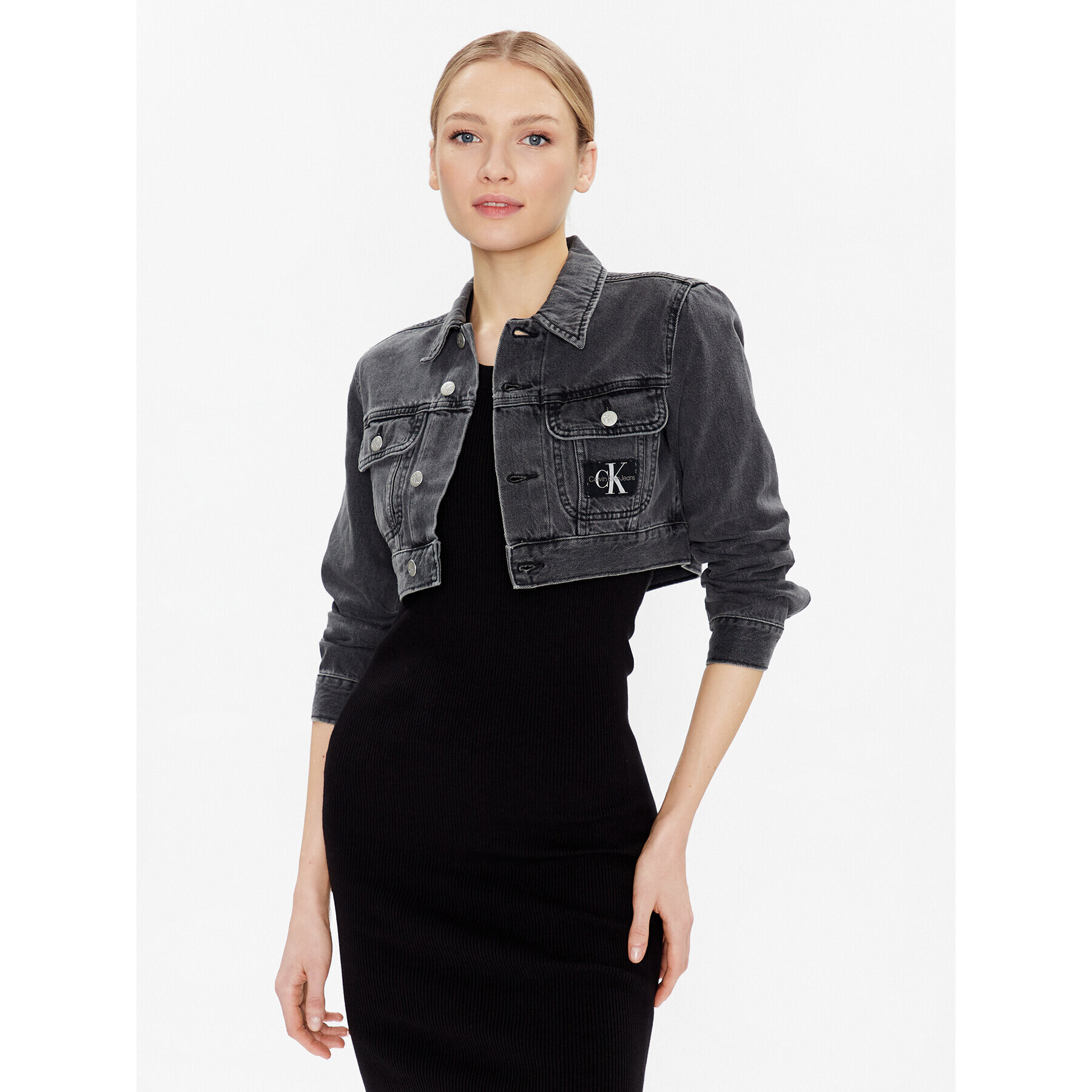 Calvin Klein Jeans Farmer kabát J20J220656 Fekete Cropped Fit - Pepit.hu