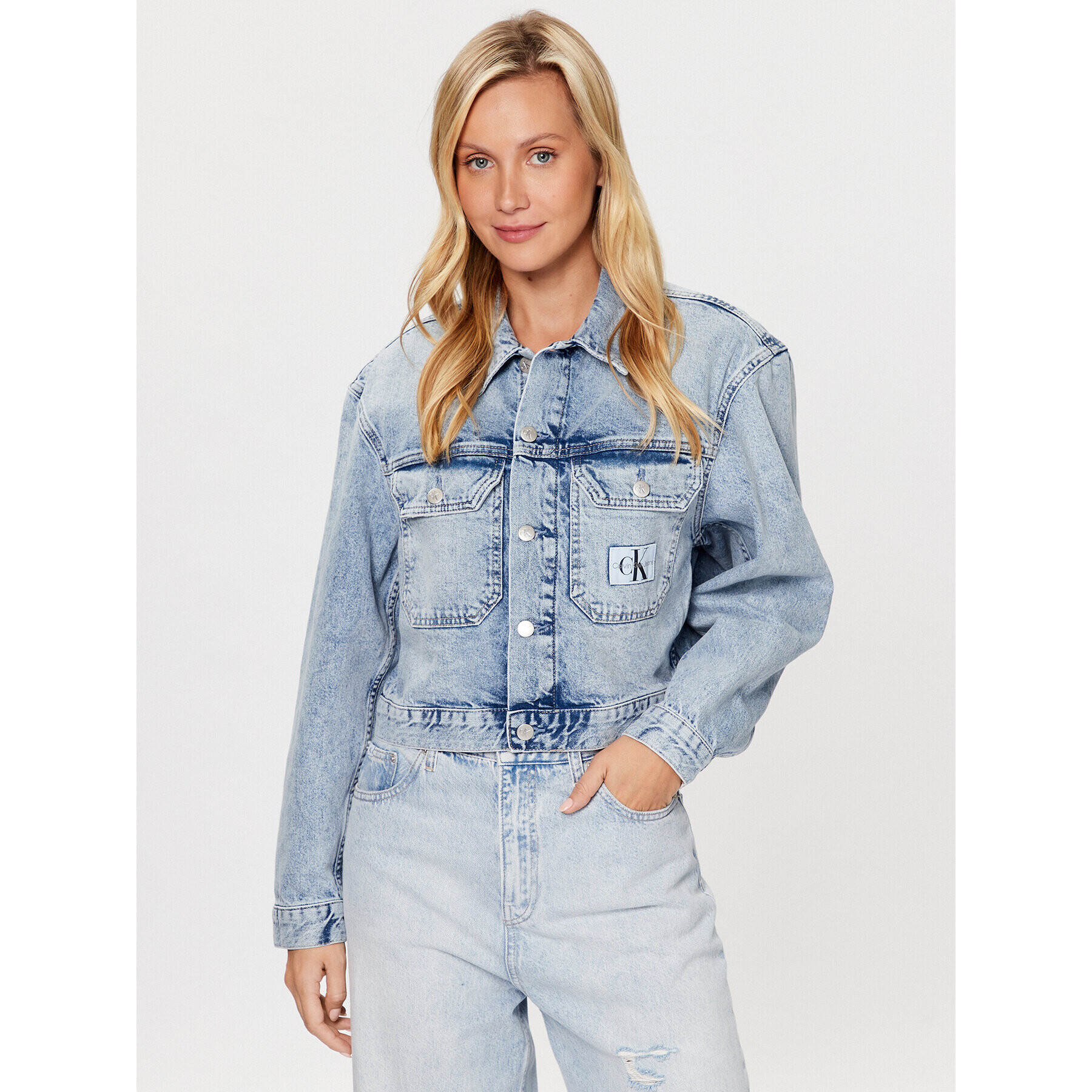 Calvin Klein Jeans Farmer kabát J20J221284 Kék Relaxed Fit - Pepit.hu