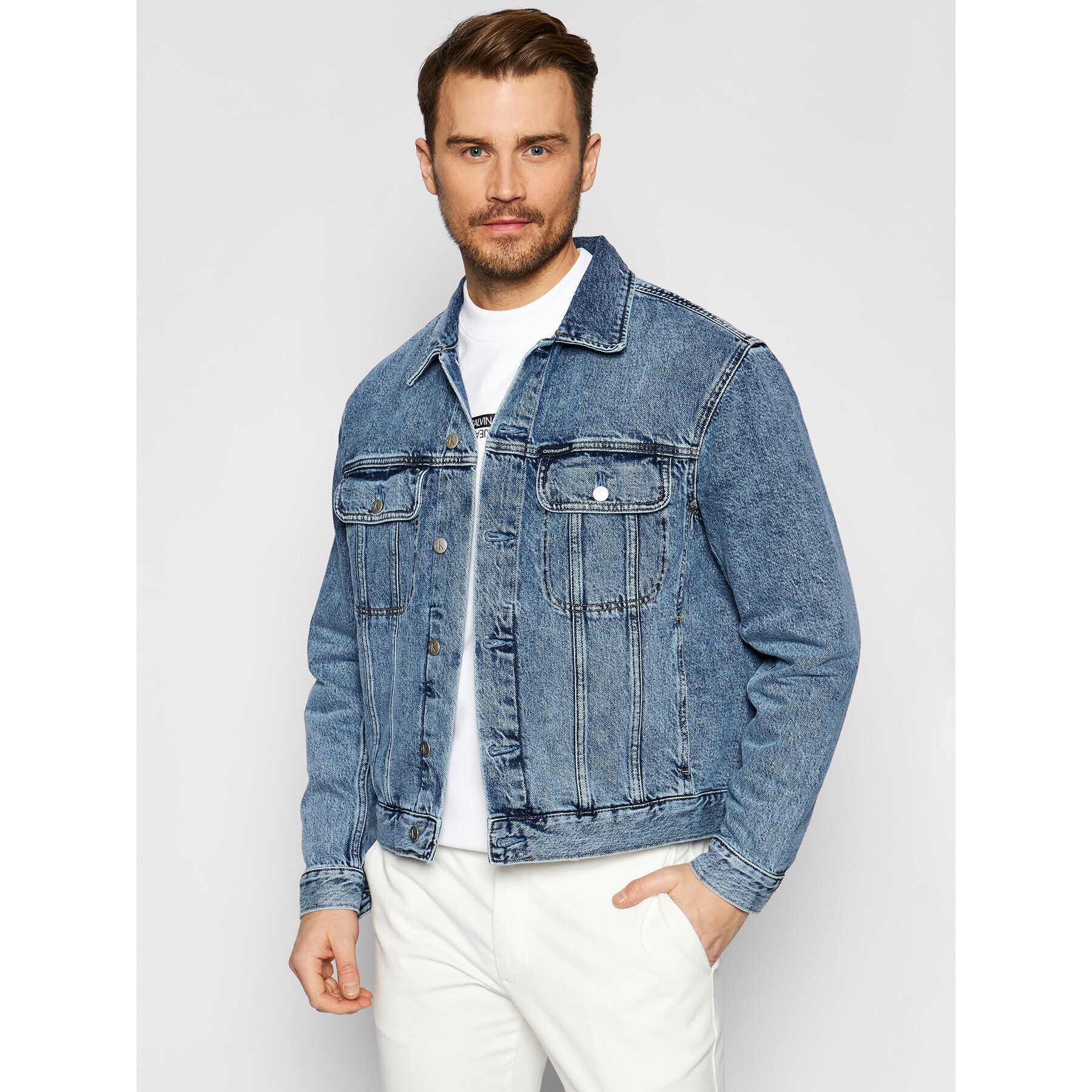 Calvin Klein Jeans Farmer kabát J30J317758 Kék Regular Fit - Pepit.hu