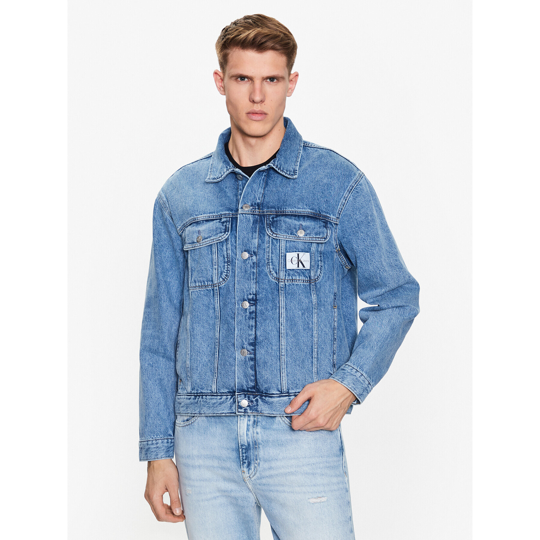 Calvin Klein Jeans Farmer kabát J30J322768 Kék Regular Fit - Pepit.hu