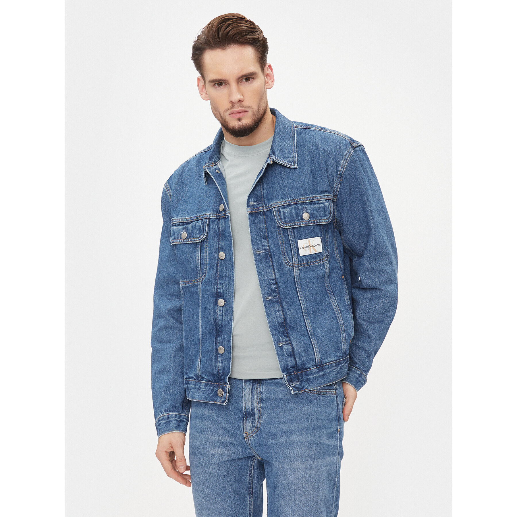 Calvin Klein Jeans Farmer kabát J30J323902 Kék Regular Fit - Pepit.hu