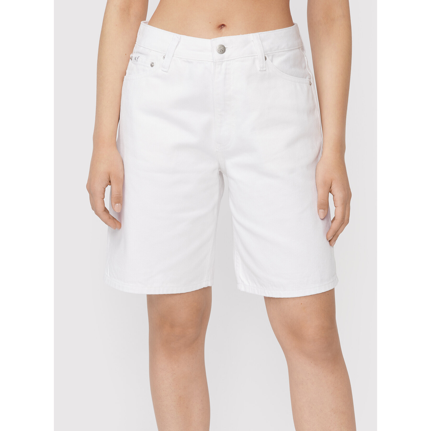 Calvin Klein Jeans Farmer rövidnadrág J20J218808 Fehér Straight Fit - Pepit.hu