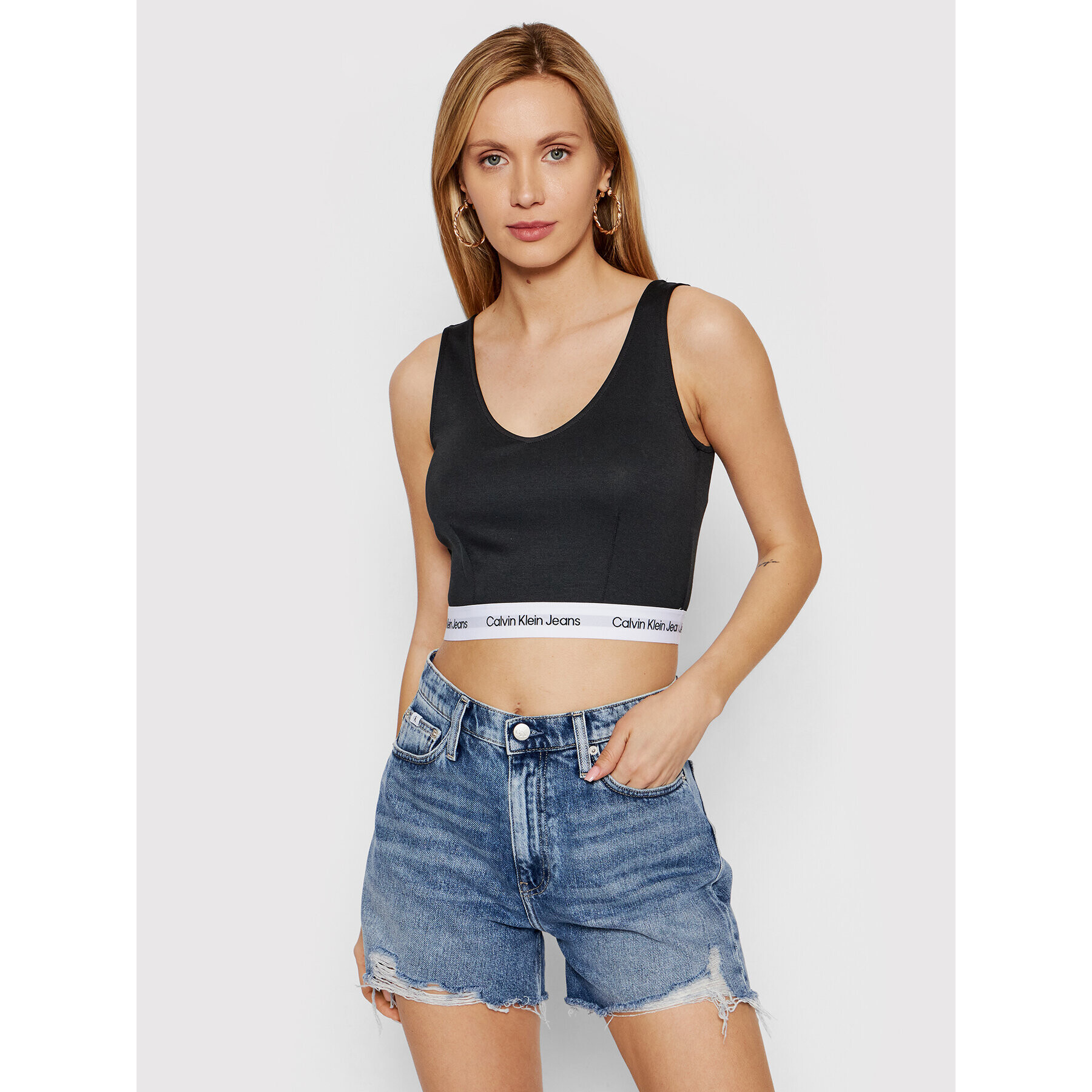 Calvin Klein Jeans Felső J20J218278 Fekete Slim Fit - Pepit.hu