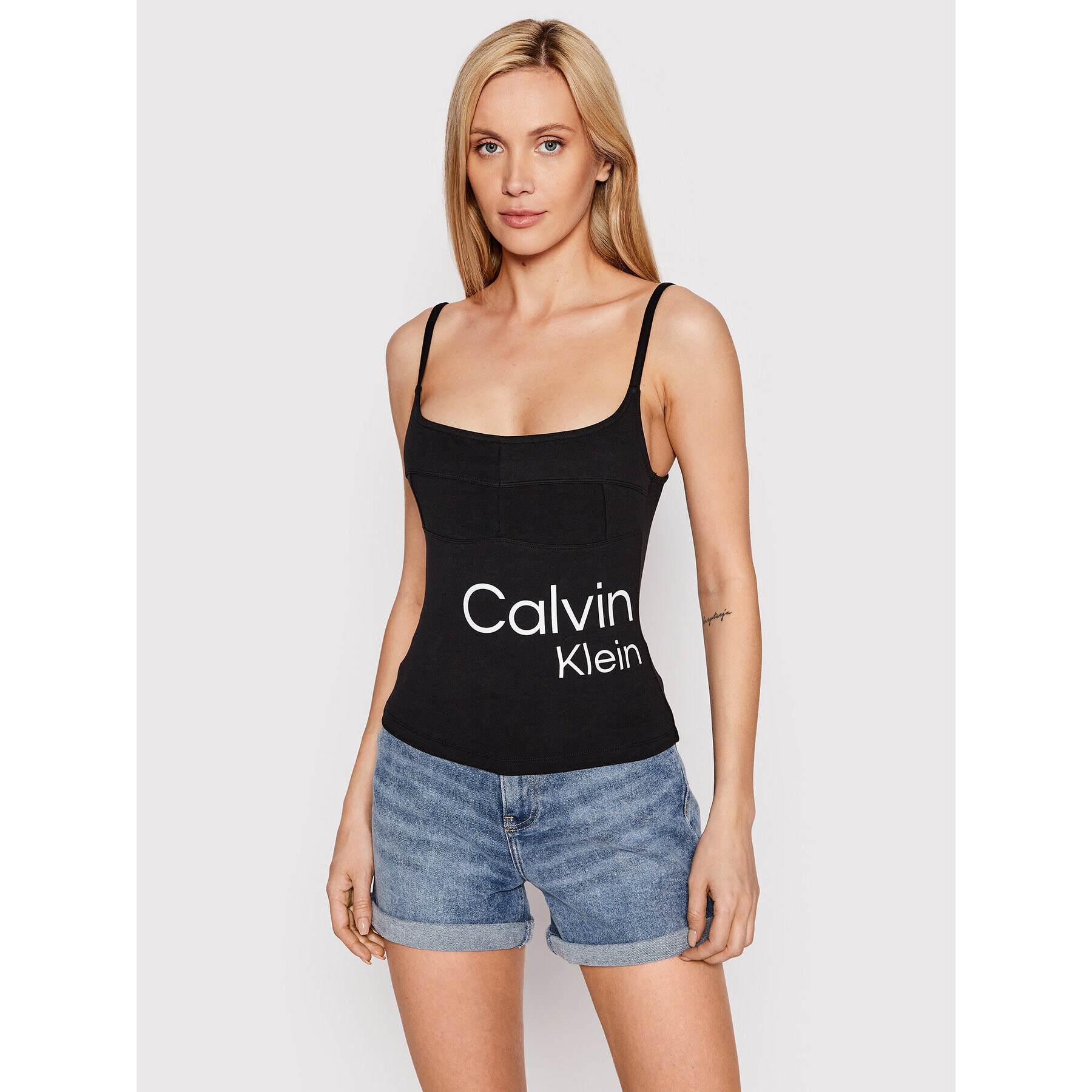 Calvin Klein Jeans Felső J20J219131 Fekete Slim Fit - Pepit.hu