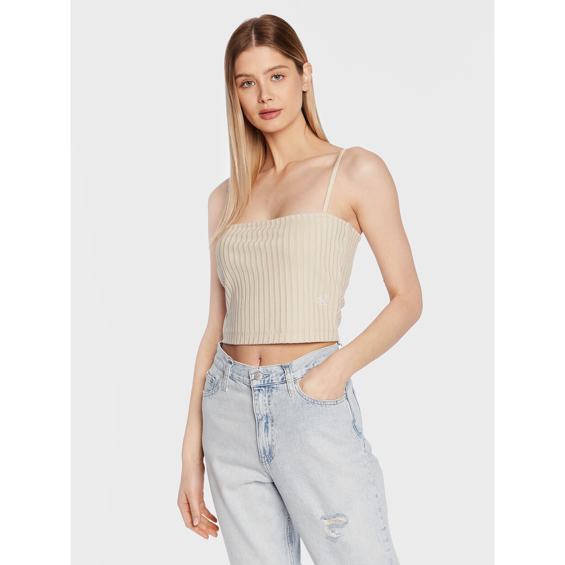 Calvin Klein Jeans Felső J20J221009 Bézs Regular Fit - Pepit.hu