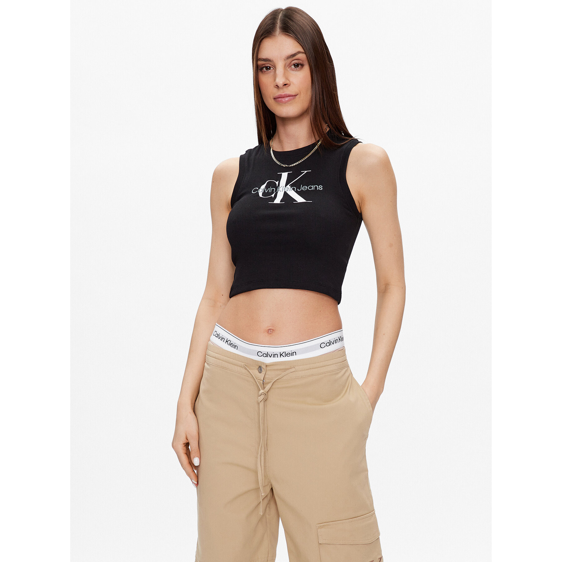 Calvin Klein Jeans Felső J20J221521 Fekete Slim Fit - Pepit.hu