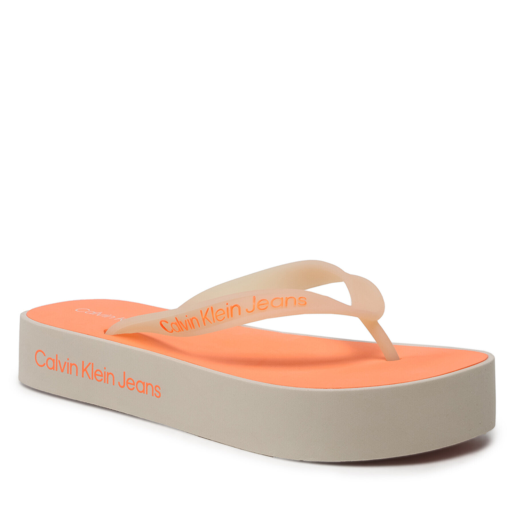 Calvin Klein Jeans Flip-flops Beach Sandal Flatform Logo YW0YW01092 Bézs - Pepit.hu