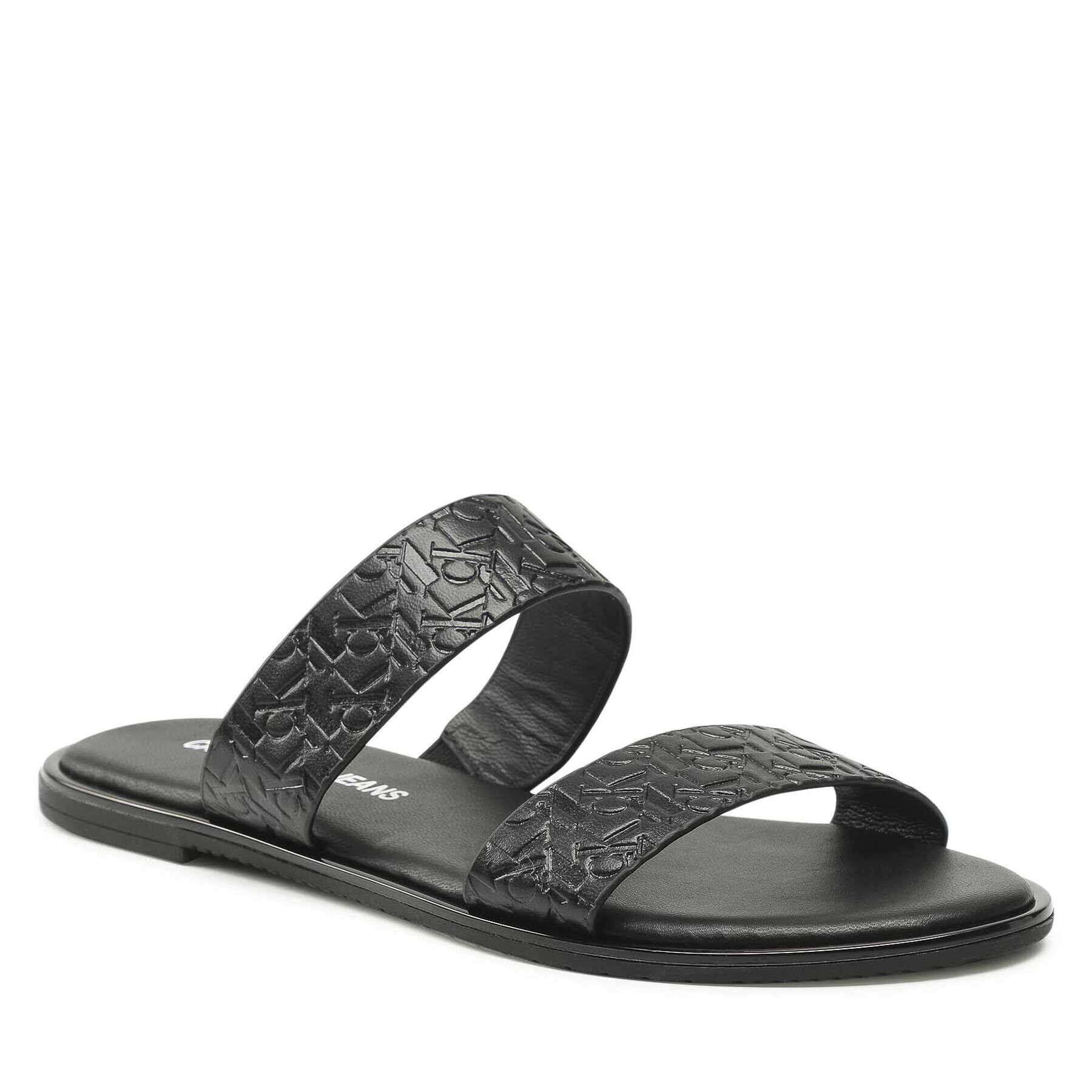 Calvin Klein Jeans Papucs Flat Sandal Twostraps Em Pa-Pl YW0YW00141 Fekete - Pepit.hu