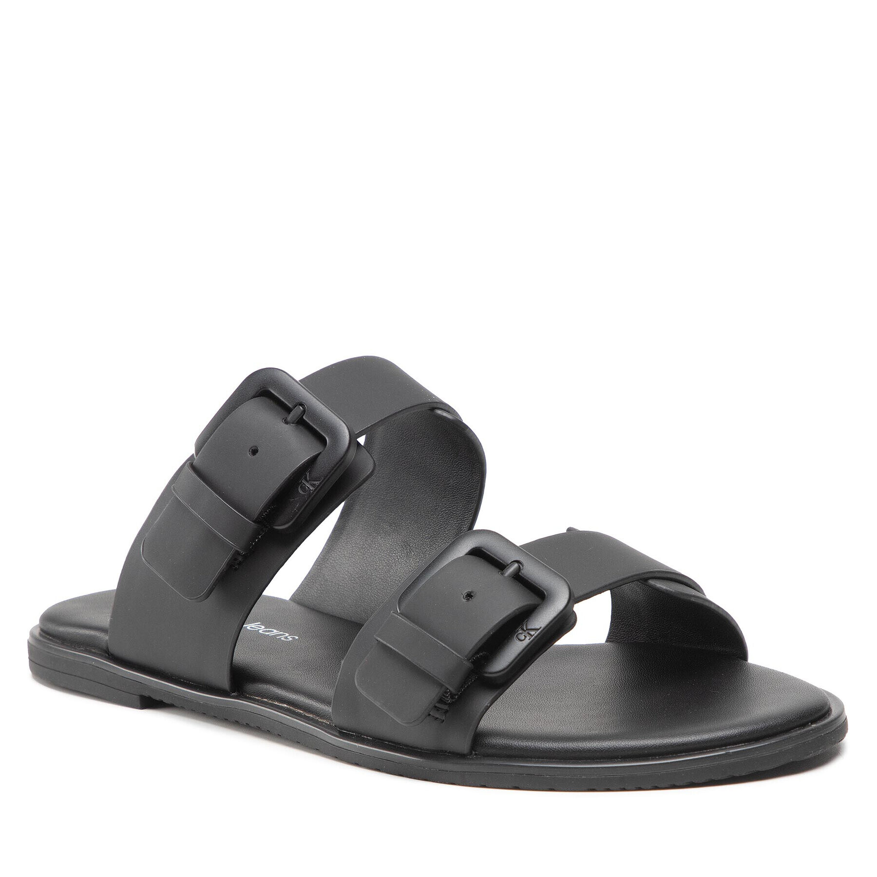 Calvin Klein Jeans Papucs Flat Sandal Twostrips Rub YW0YW00537 Fekete - Pepit.hu