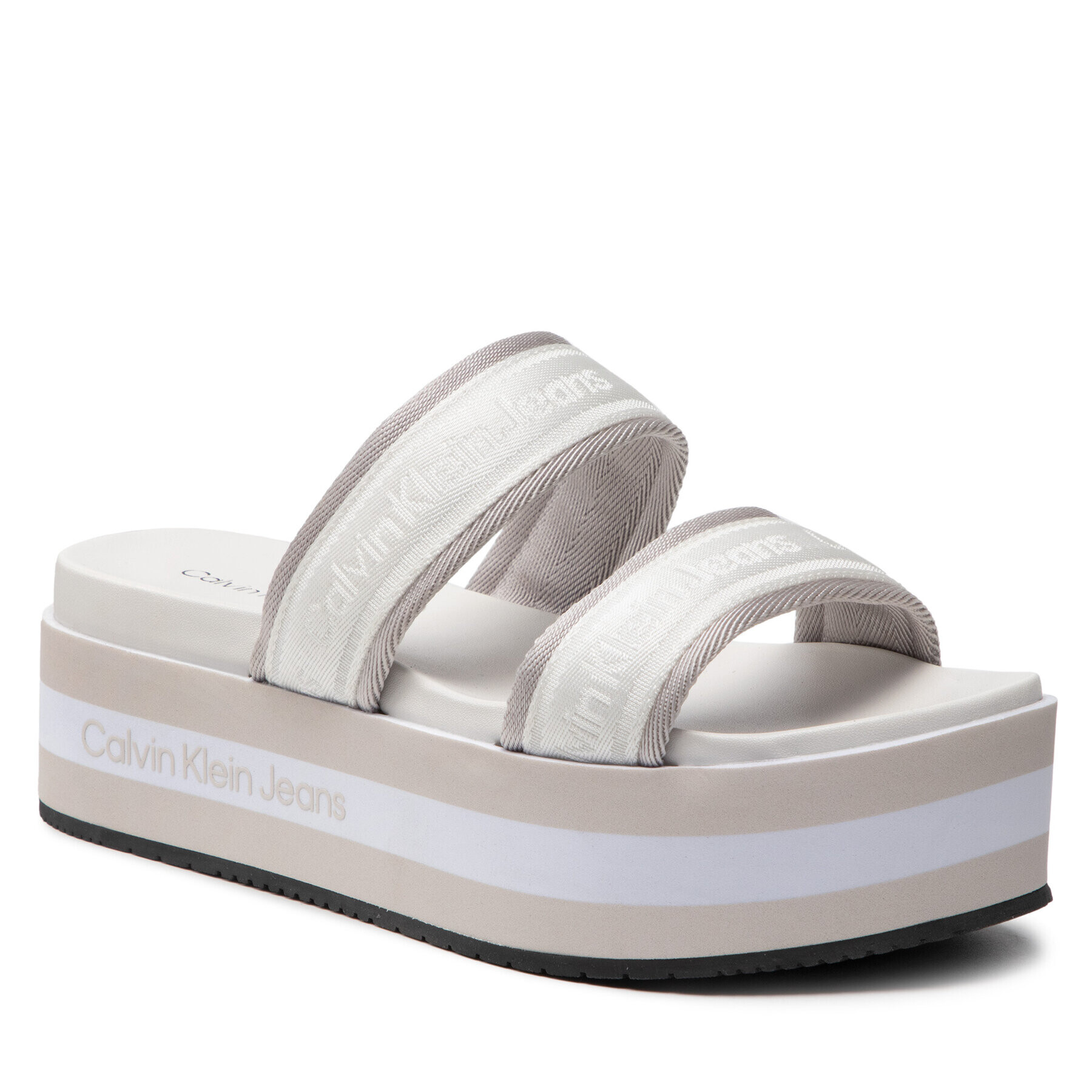 Calvin Klein Jeans Papucs Flatform Sandal Twostraps YW0YW00561 Fehér - Pepit.hu