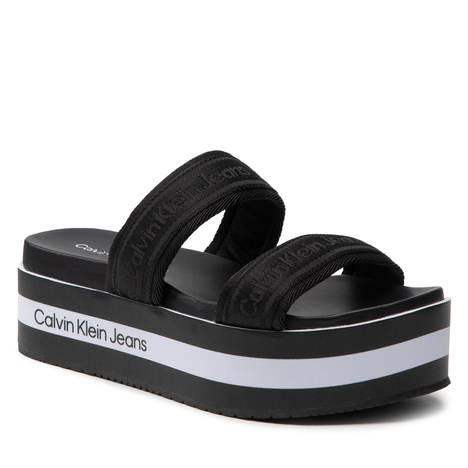 Calvin Klein Jeans Papucs Flatform Sandal Twostraps YW0YW00561 Fekete - Pepit.hu