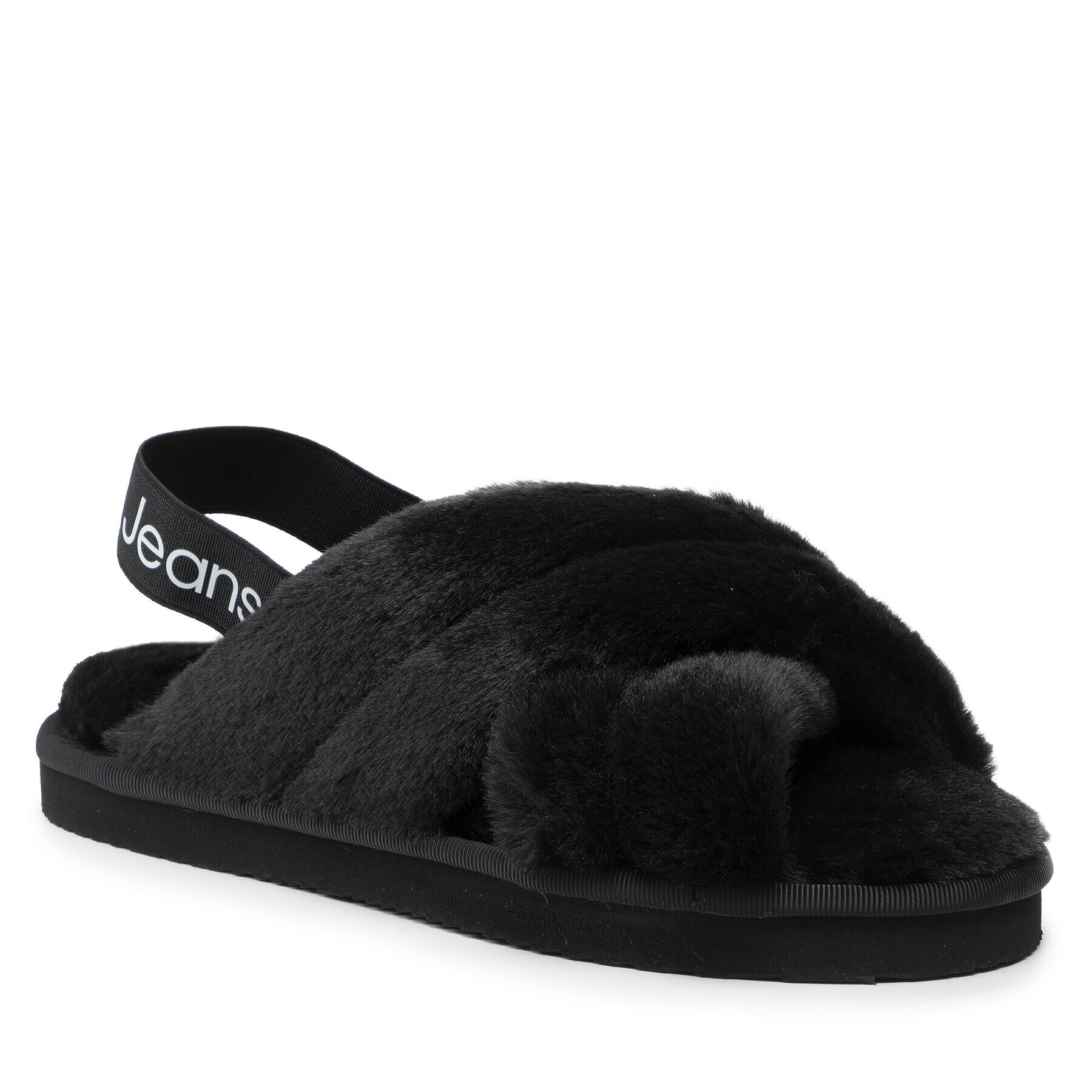 Calvin Klein Jeans Papucs Home Slipper Fake Fur YW0YW00616 Fekete - Pepit.hu