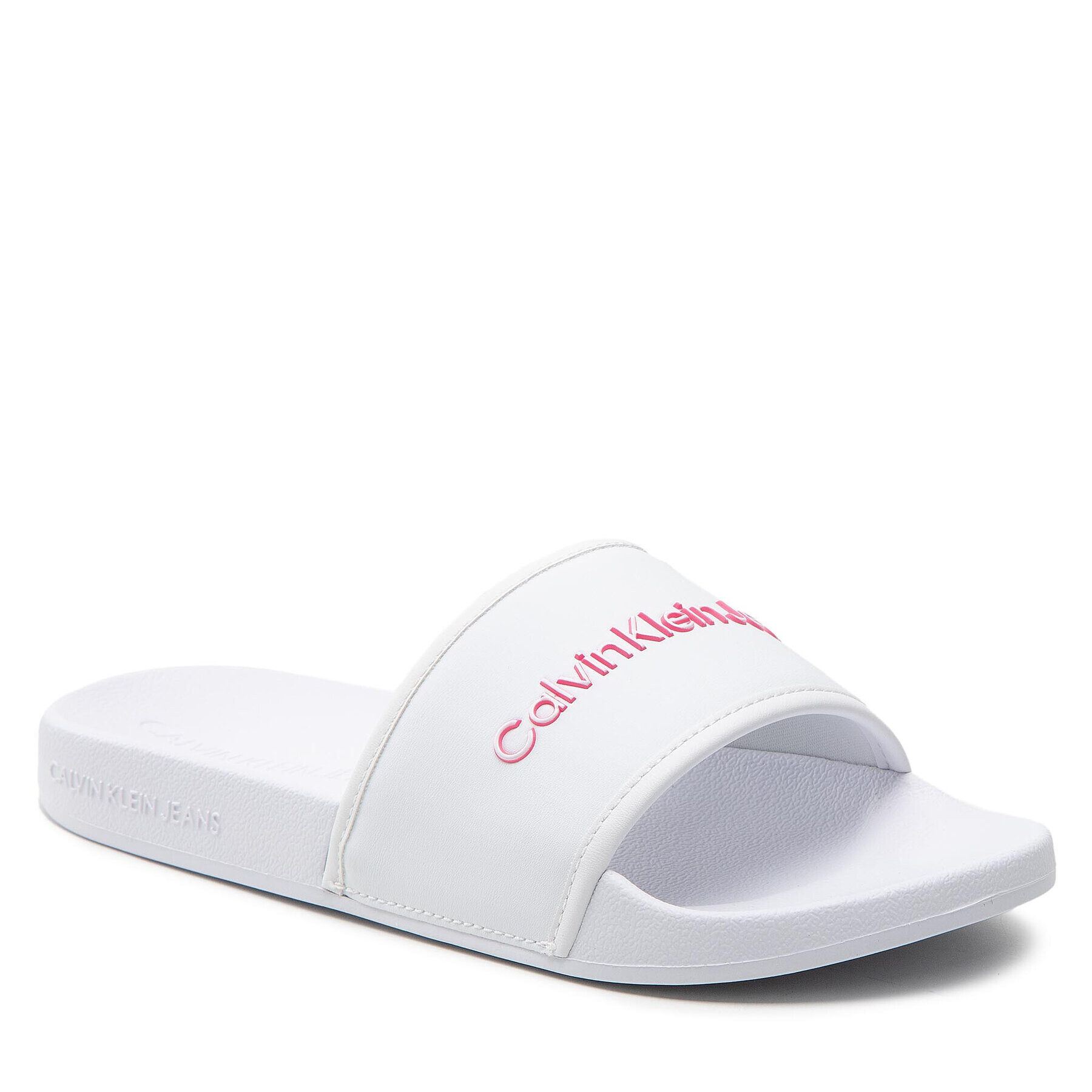 Calvin Klein Jeans Papucs Slide Bold Institutional YW0YW00720 Fehér - Pepit.hu