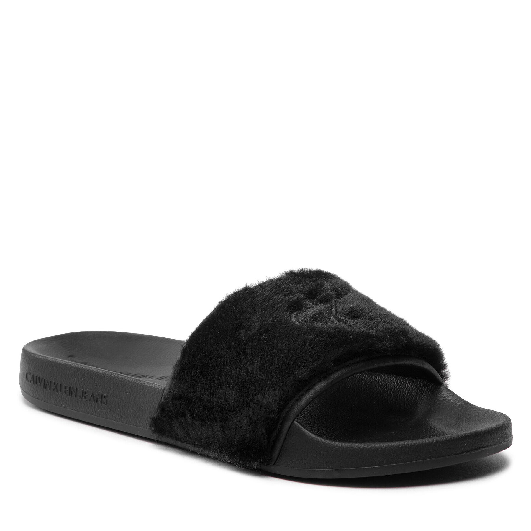 Calvin Klein Jeans Papucs Slide Fur YW0YW00719 Fekete - Pepit.hu