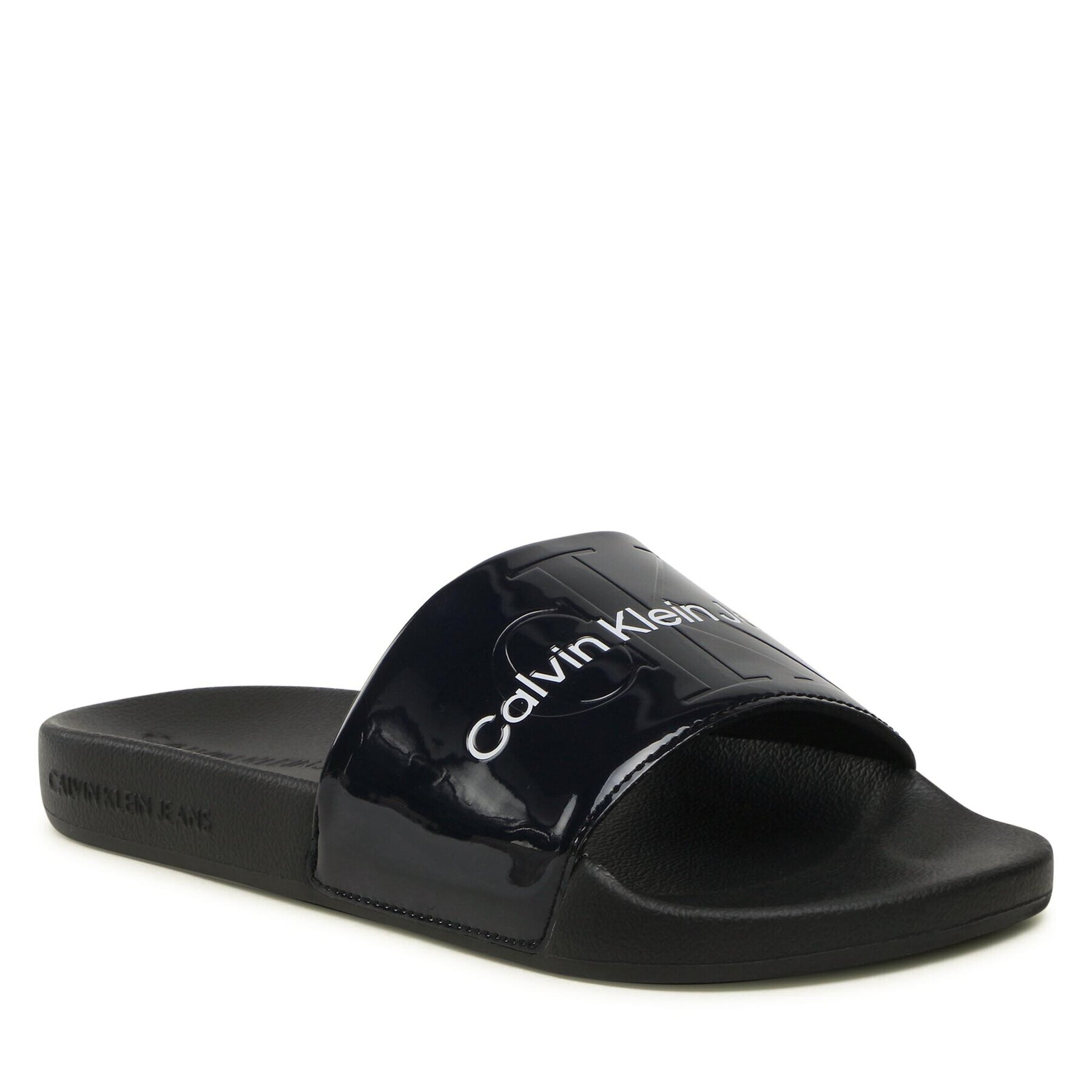 Calvin Klein Jeans Papucs Slide Metallic Monologo YW0YW00638 Sötétkék - Pepit.hu