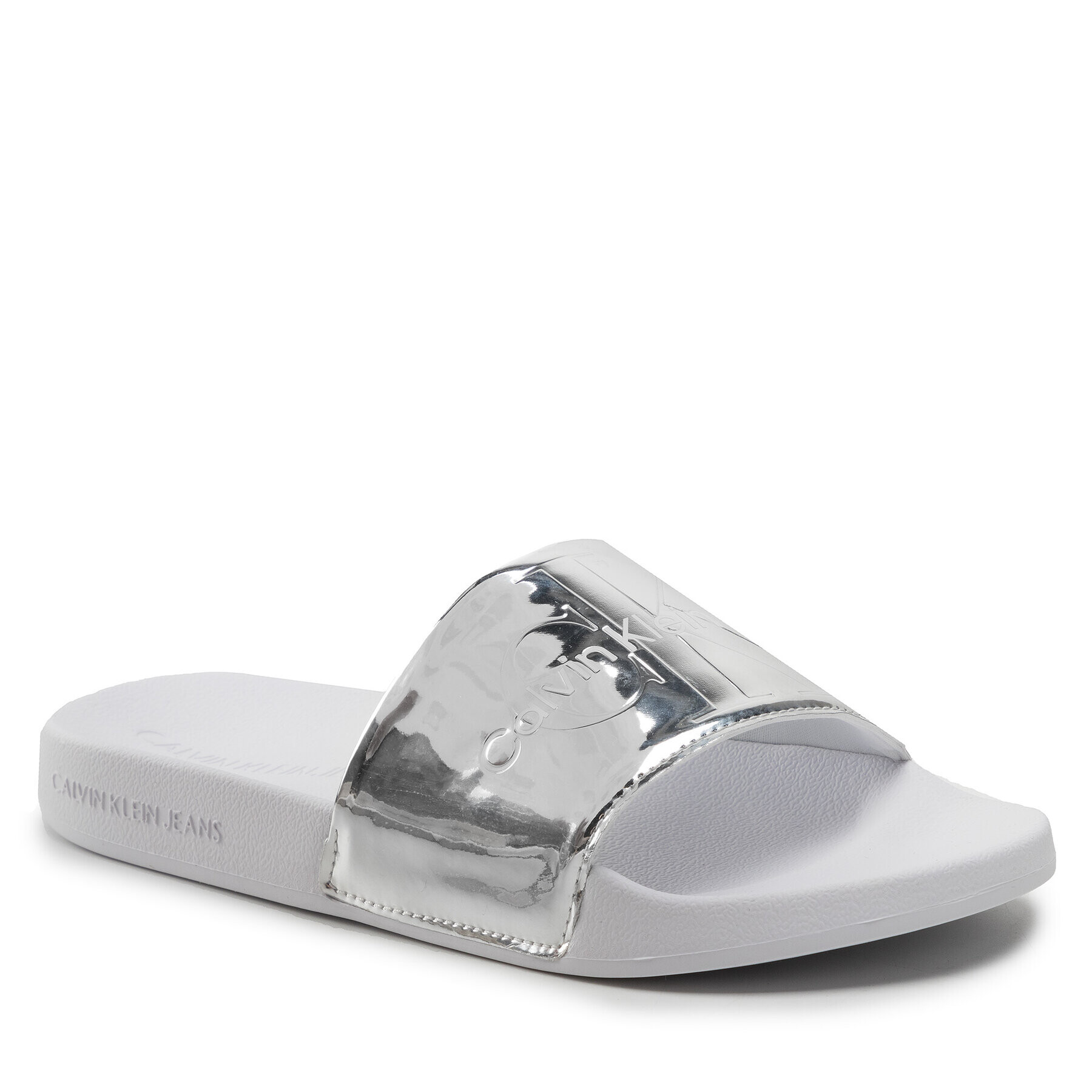 Calvin Klein Jeans Papucs Slide Silver Monogram YW0YW00638 Ezüst - Pepit.hu