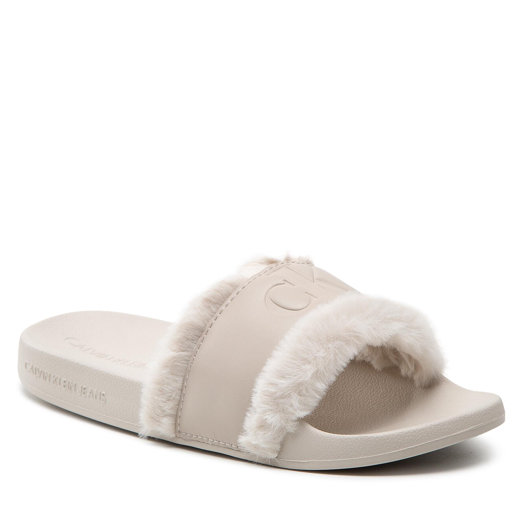 Calvin Klein Jeans Papucs Slide W/Fake Fur YW0YW00754 Bézs - Pepit.hu