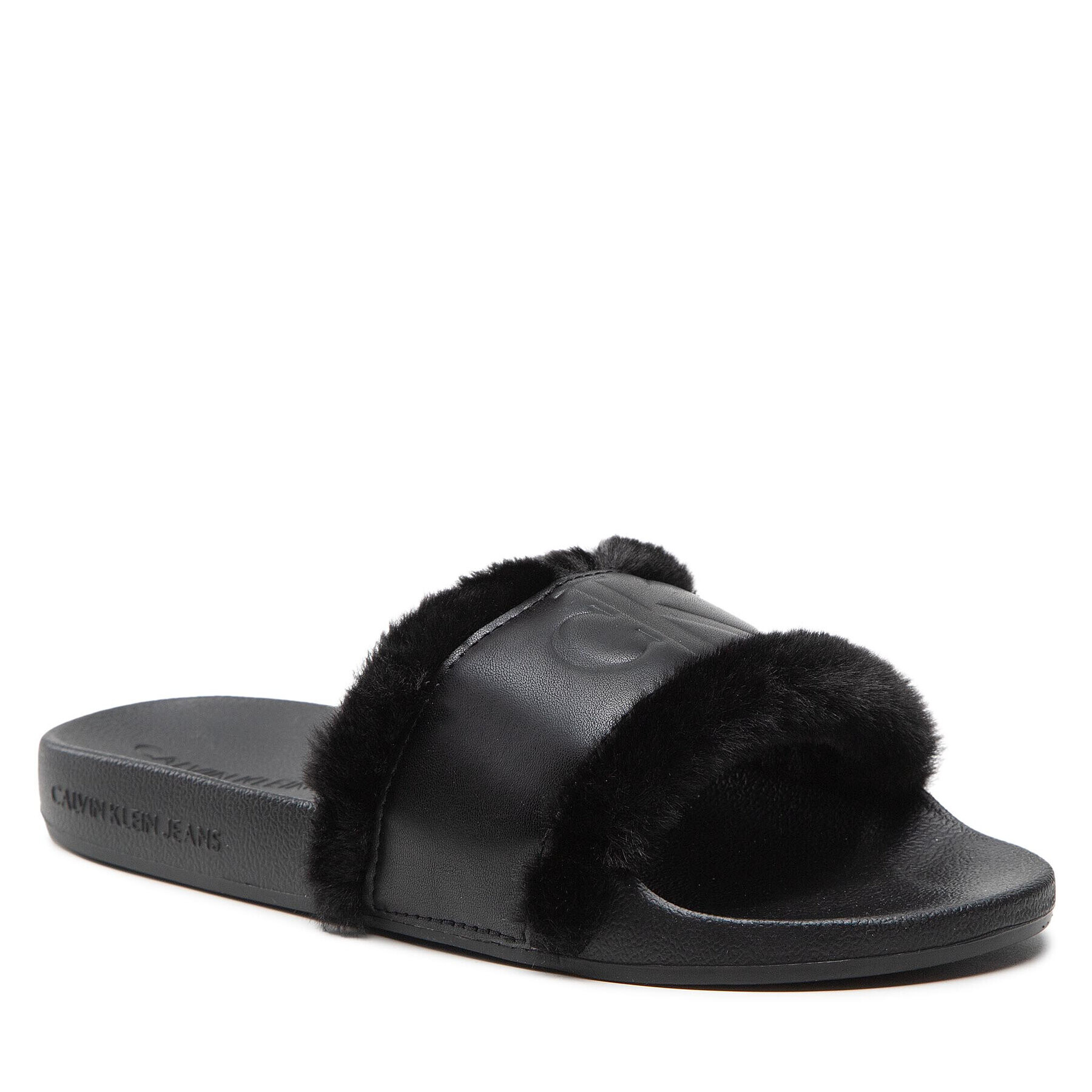 Calvin Klein Jeans Papucs Slide W/Fake Fur YW0YW00754 Fekete - Pepit.hu