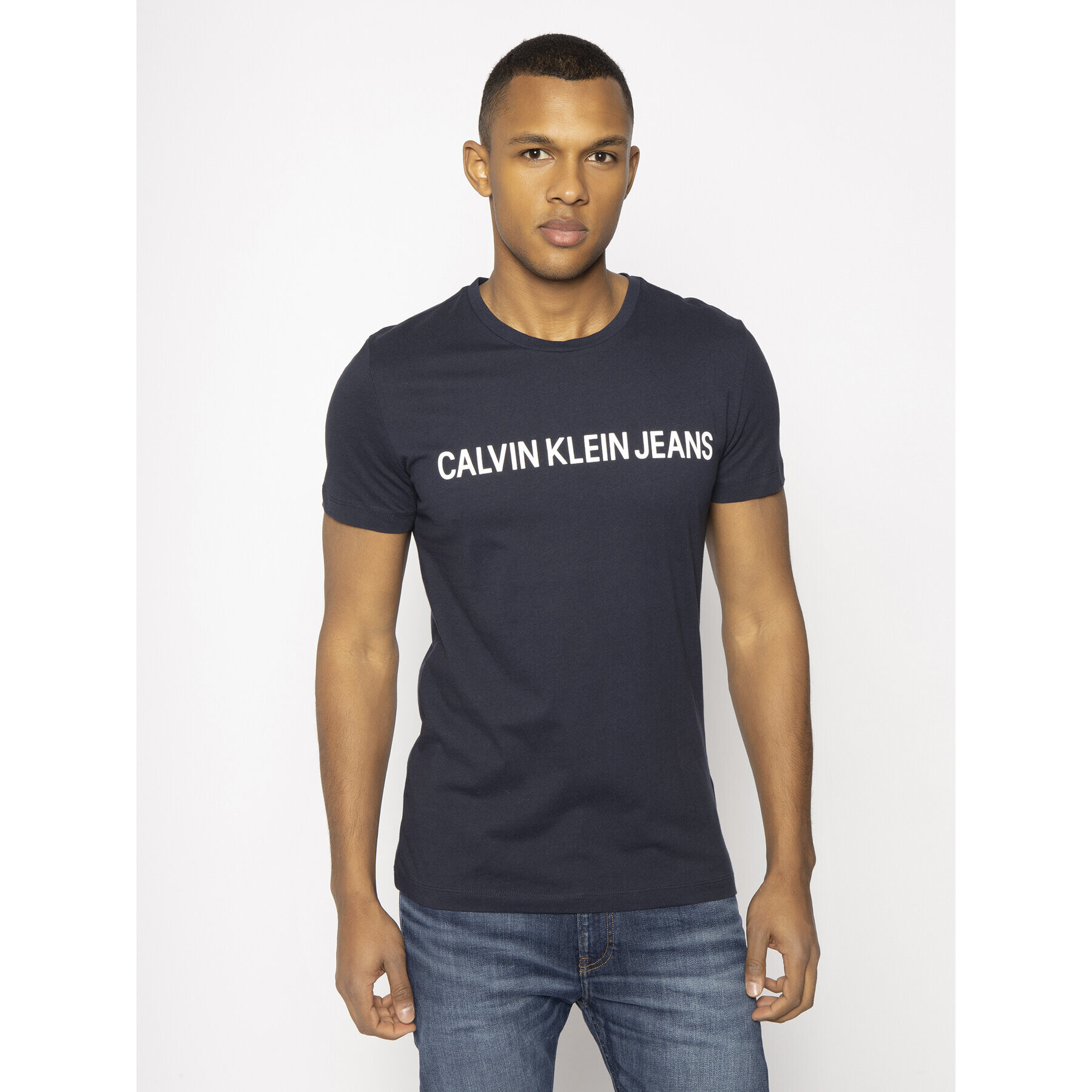 Calvin Klein Jeans Póló Core Institutional Logo J30J307855 Sötétkék Regular Fit - Pepit.hu