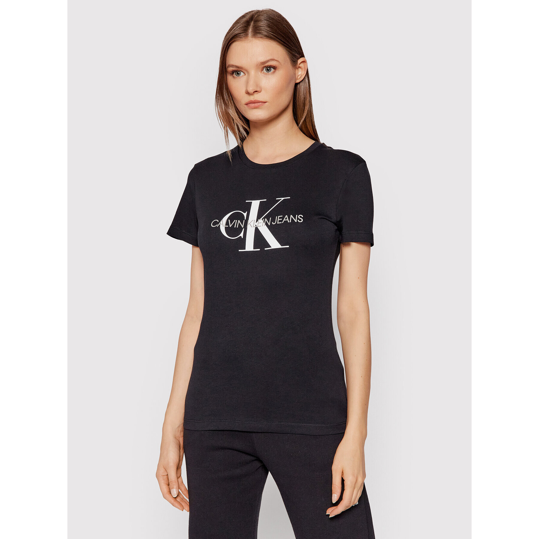 Calvin Klein Jeans Póló Core Monogram Logo J20J207878 Fekete Regular Fit - Pepit.hu