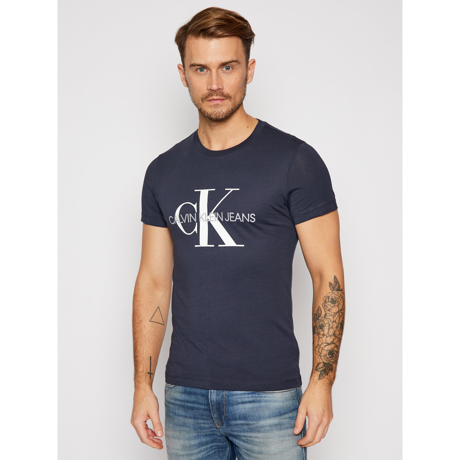 Calvin Klein Jeans Póló Iconic Monogram J30J314314 Sötétkék Slim Fit - Pepit.hu