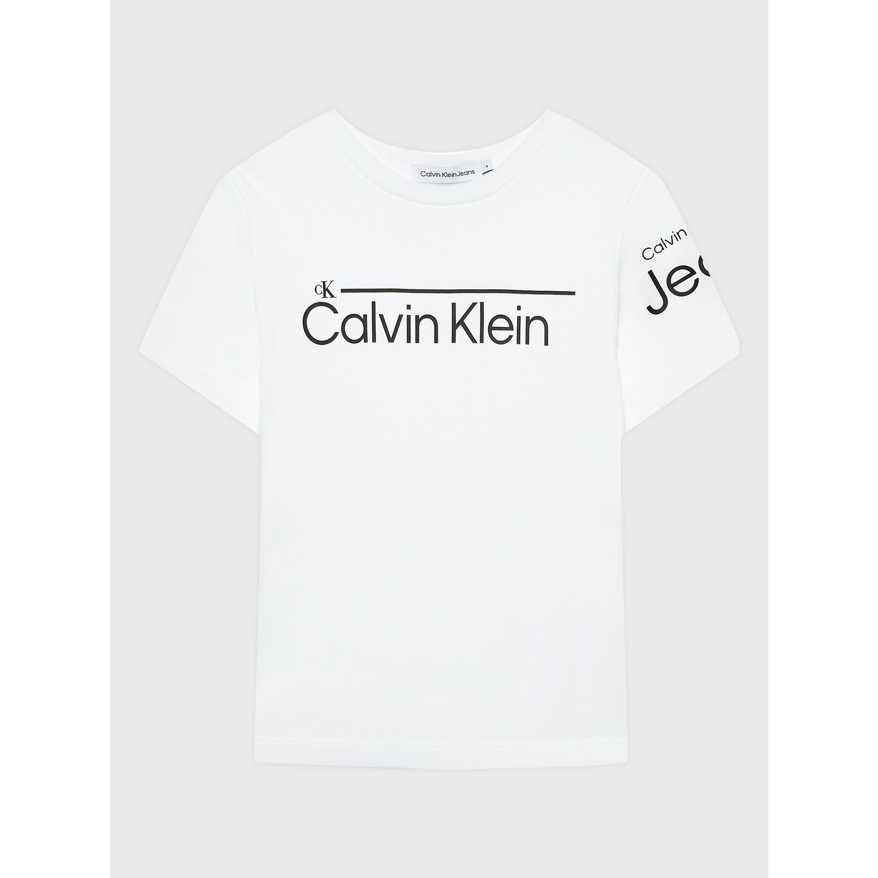 Calvin Klein Jeans Póló Institutional Lined Logo IB0IB01321 Fehér Regular Fit - Pepit.hu