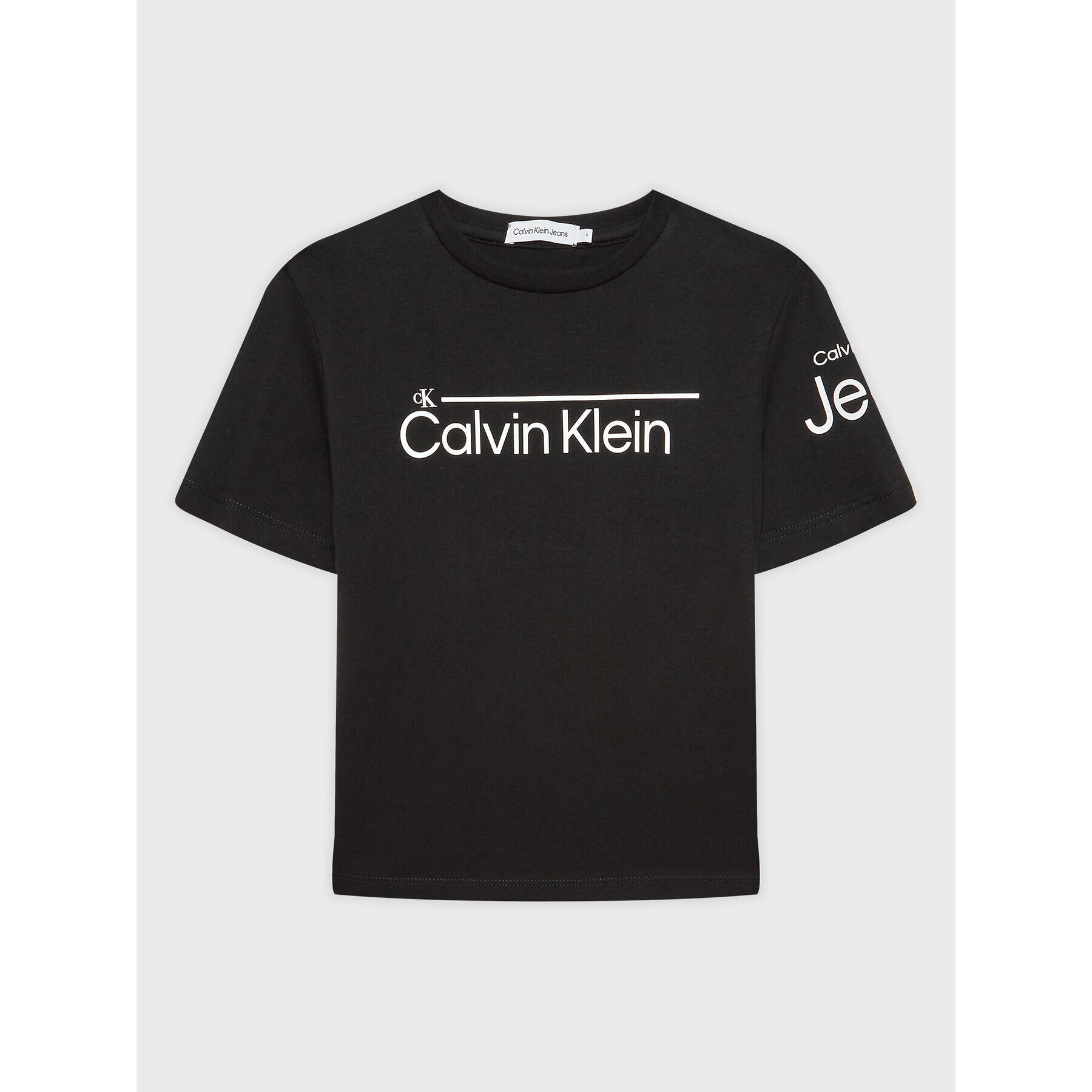 Calvin Klein Jeans Póló Institutional Lined Logo IB0IB01321 Fekete Regular Fit - Pepit.hu