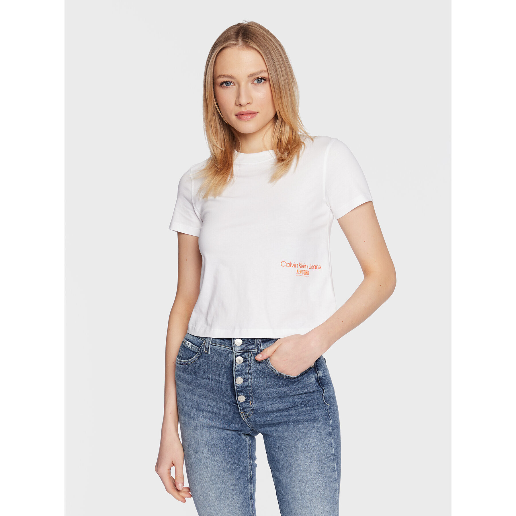 Calvin Klein Jeans Póló J20J221047 Fehér Regular Fit - Pepit.hu