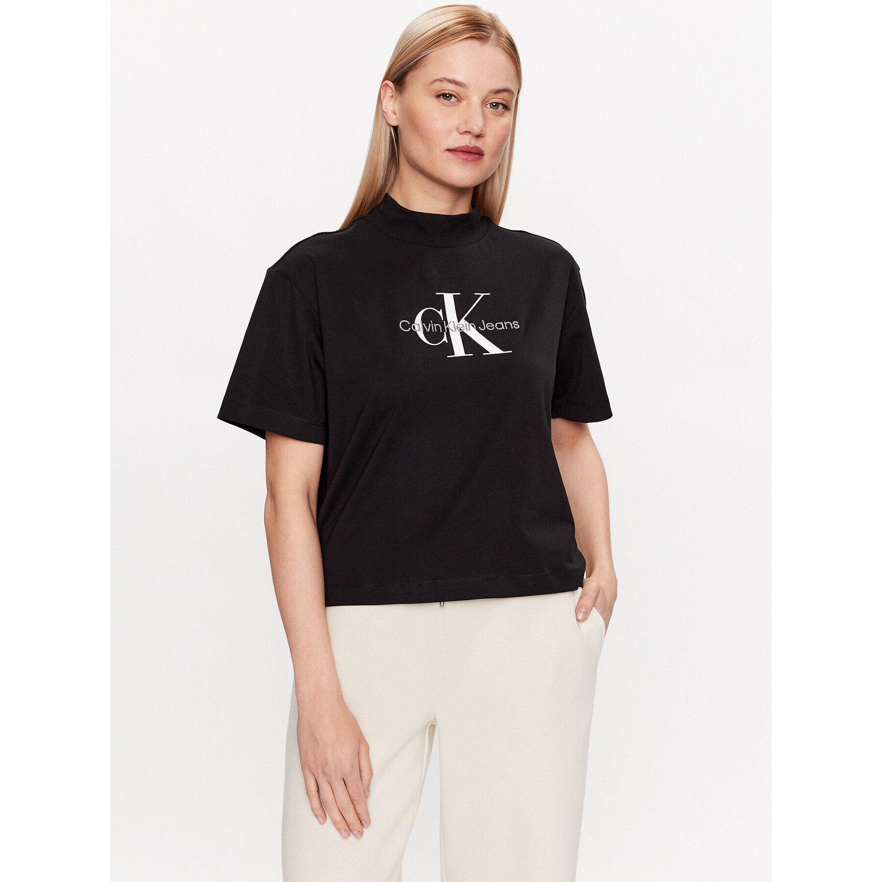 Calvin Klein Jeans Póló J20J222130 Fekete Regular Fit - Pepit.hu