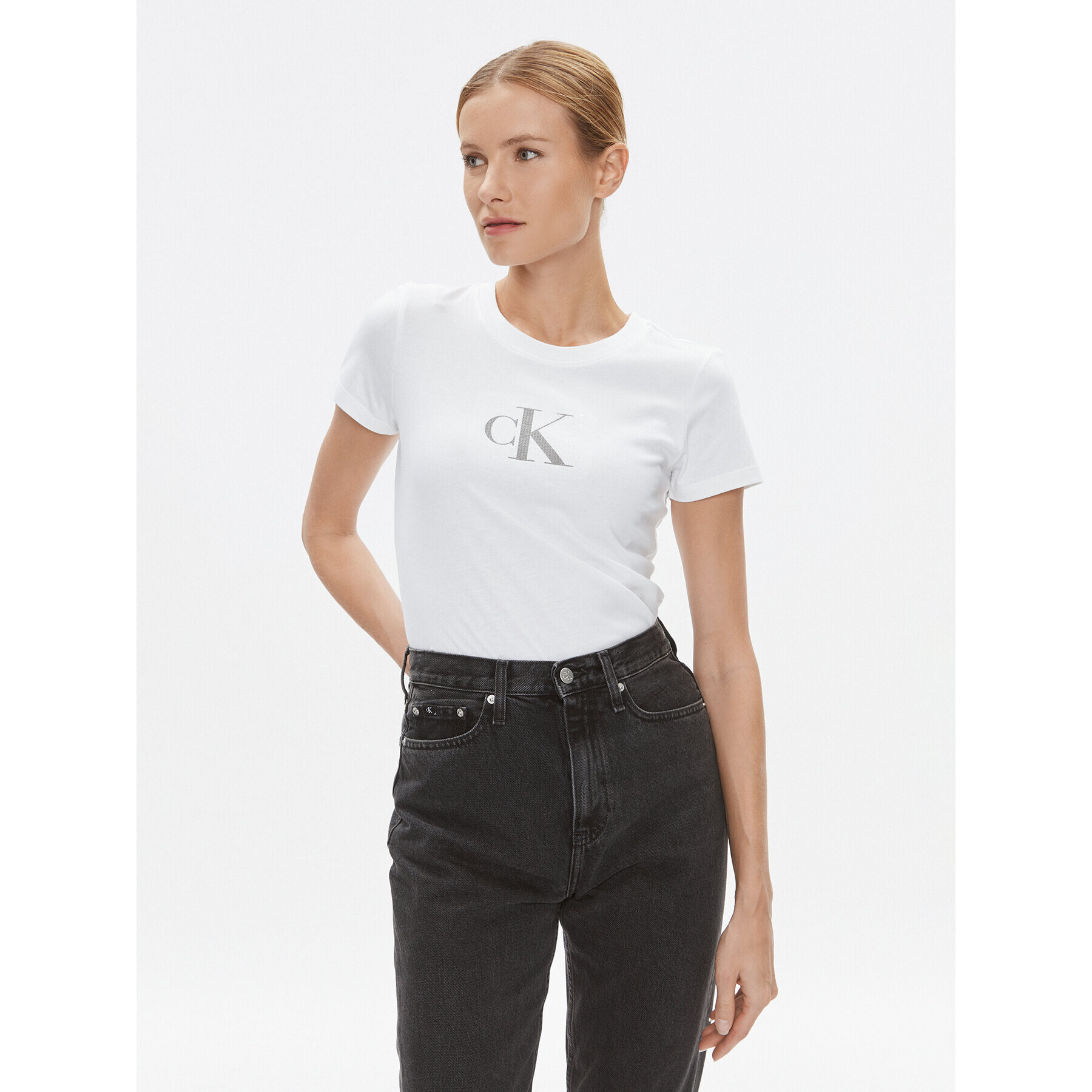 Calvin Klein Jeans Póló J20J222961 Fehér Slim Fit - Pepit.hu