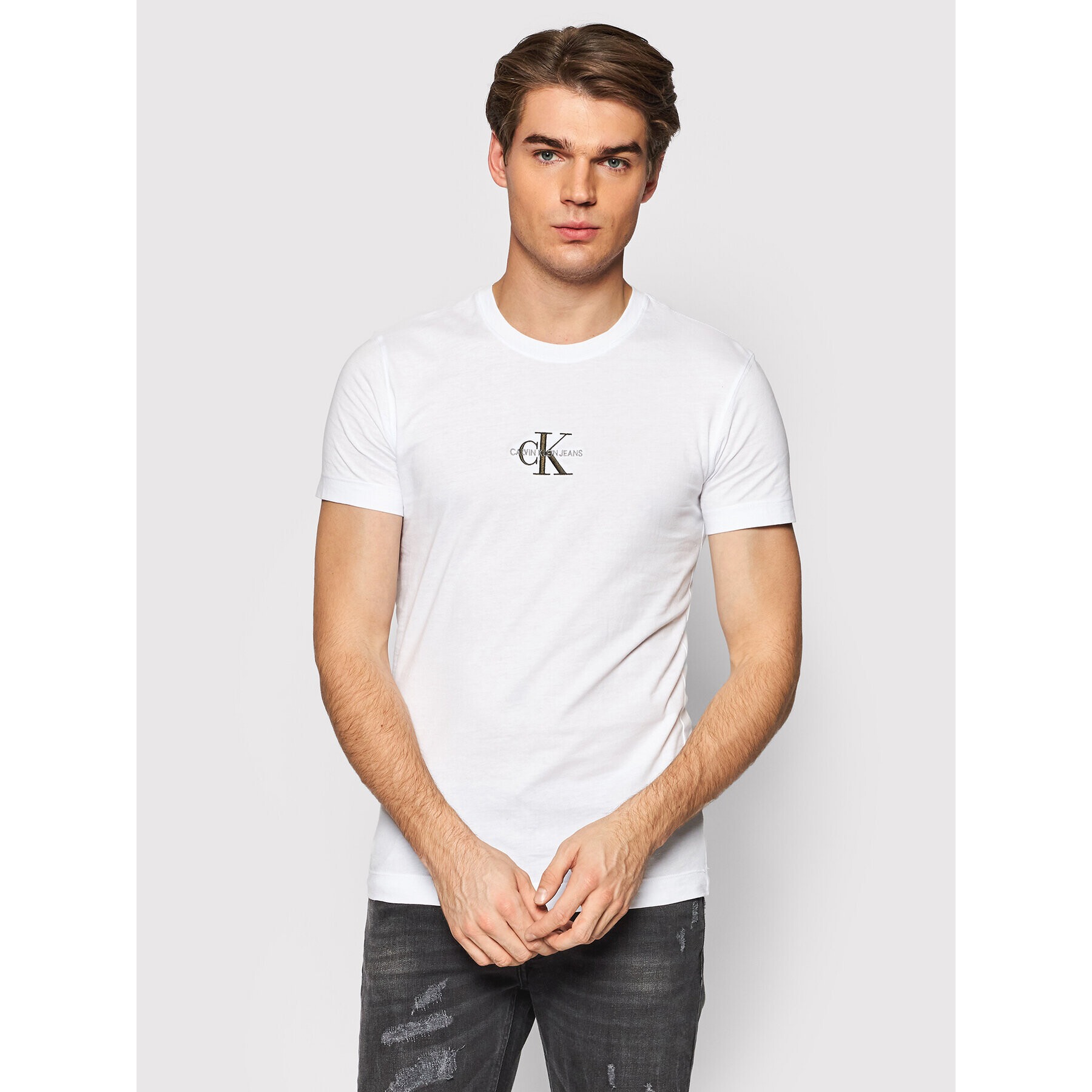 Calvin Klein Jeans Póló J30J317092 Fehér Slim Fit - Pepit.hu