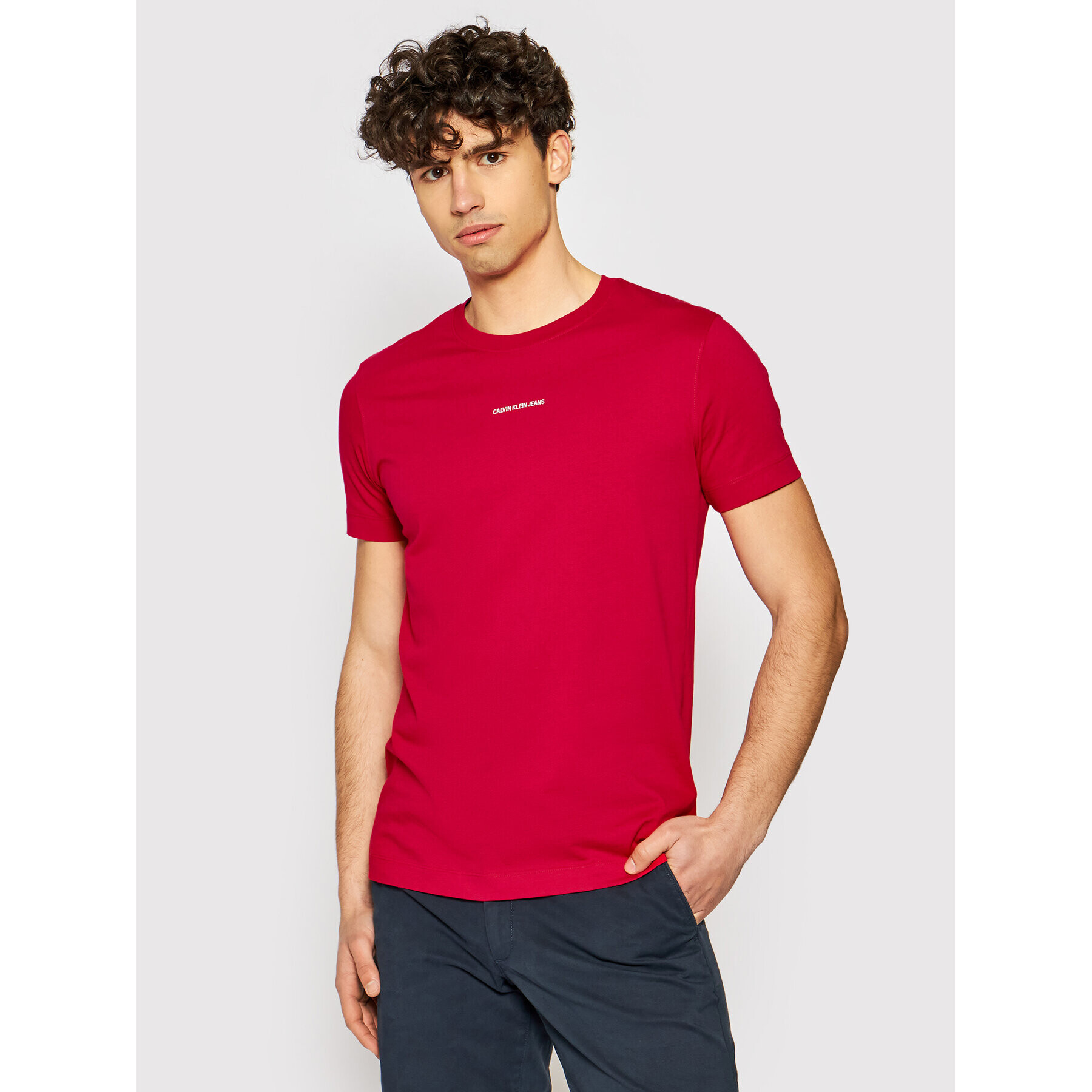 Calvin Klein Jeans Póló J30J318067 Rózsaszín Slim Fit - Pepit.hu