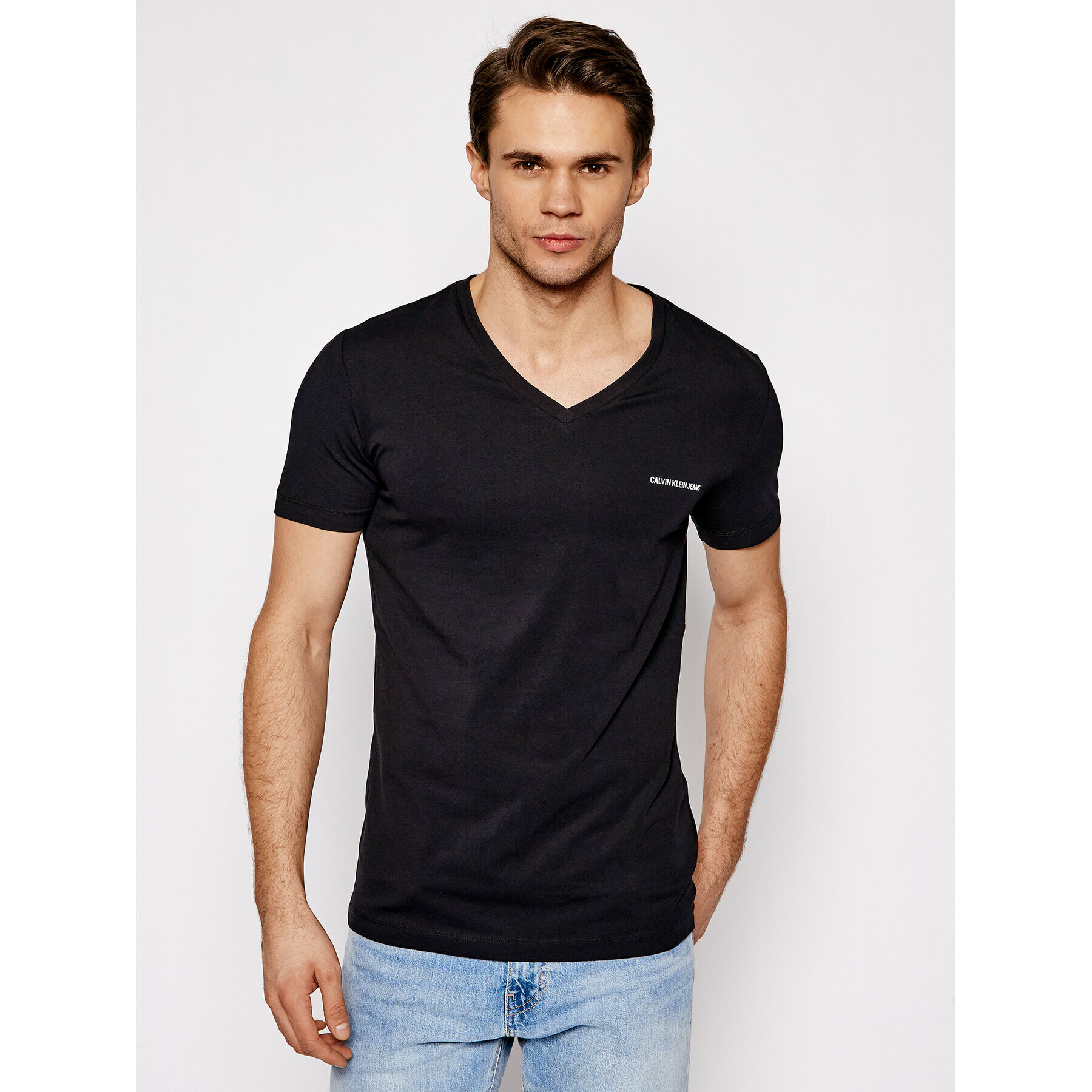 Calvin Klein Jeans Póló J30J318068 Fekete Regular Fit - Pepit.hu