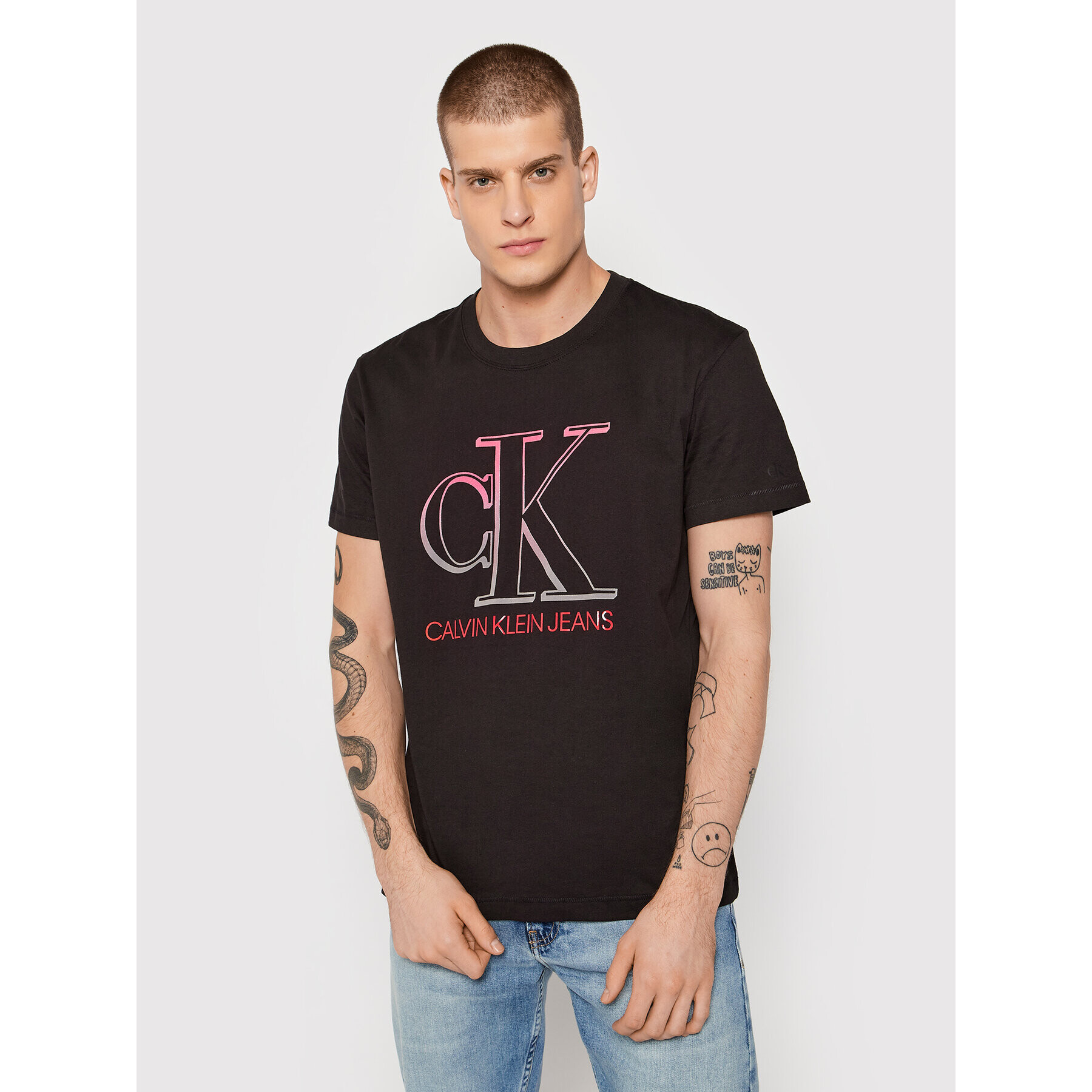 Calvin Klein Jeans Póló J30J319299 Fekete Regular Fit - Pepit.hu