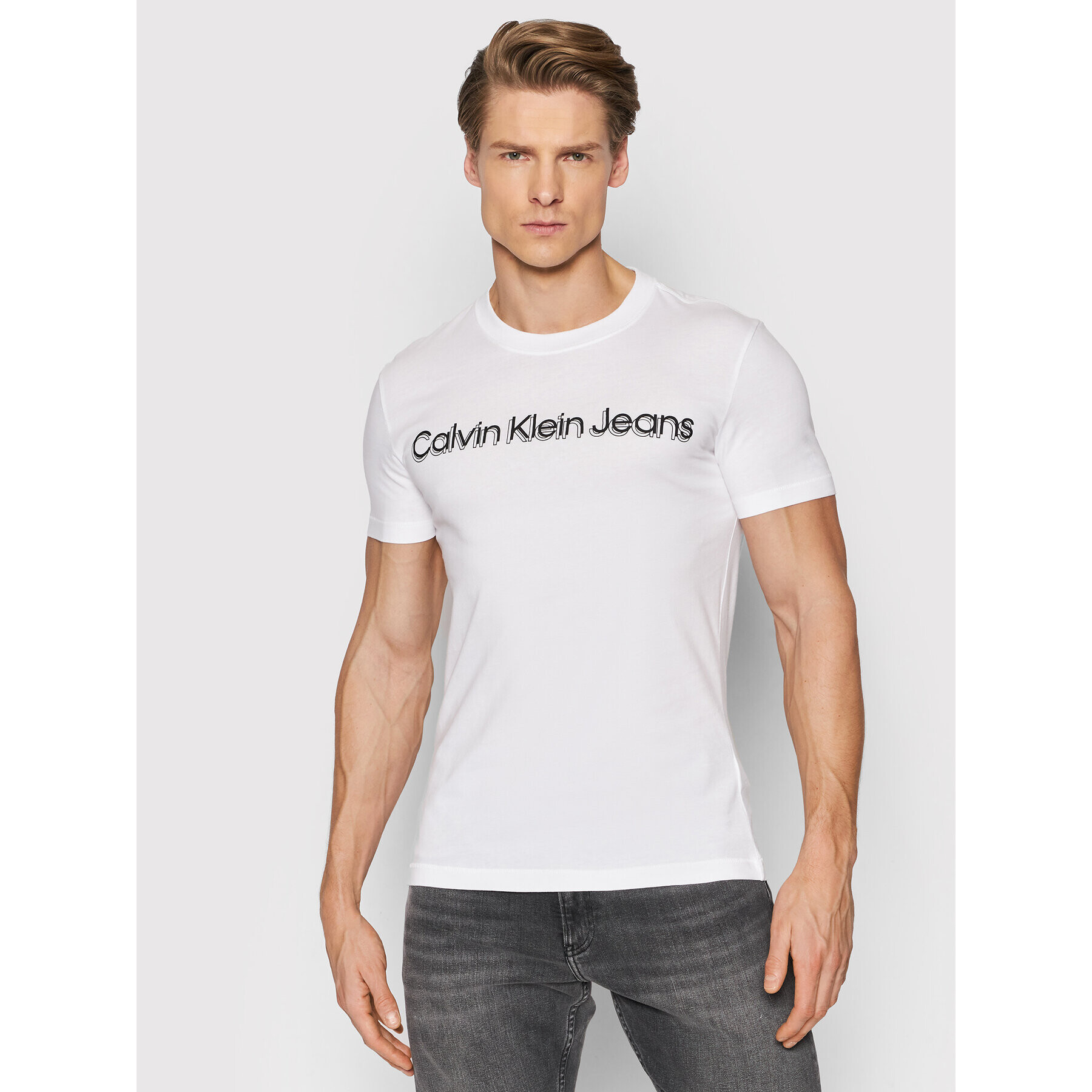 Calvin Klein Jeans Póló J30J319714 Fehér Slim Fit - Pepit.hu