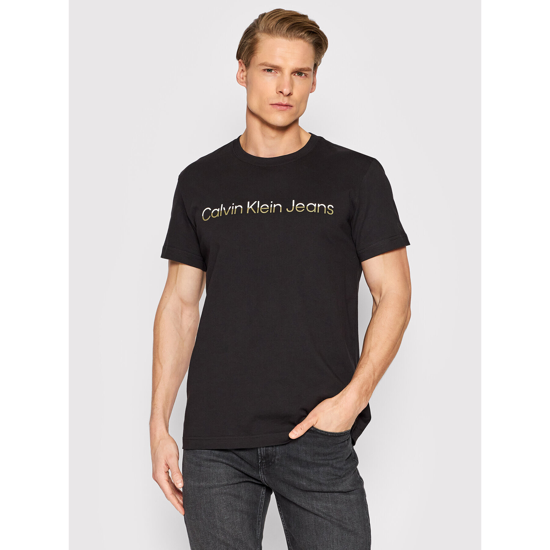 Calvin Klein Jeans Póló J30J320194 Fekete Regular Fit - Pepit.hu