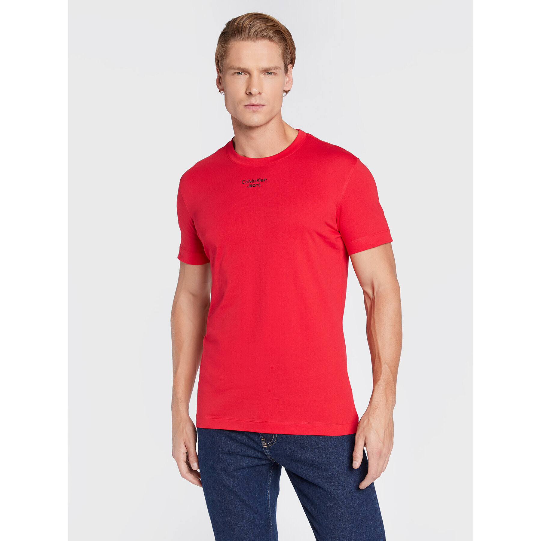 Calvin Klein Jeans Póló J30J320595 Piros Slim Fit - Pepit.hu