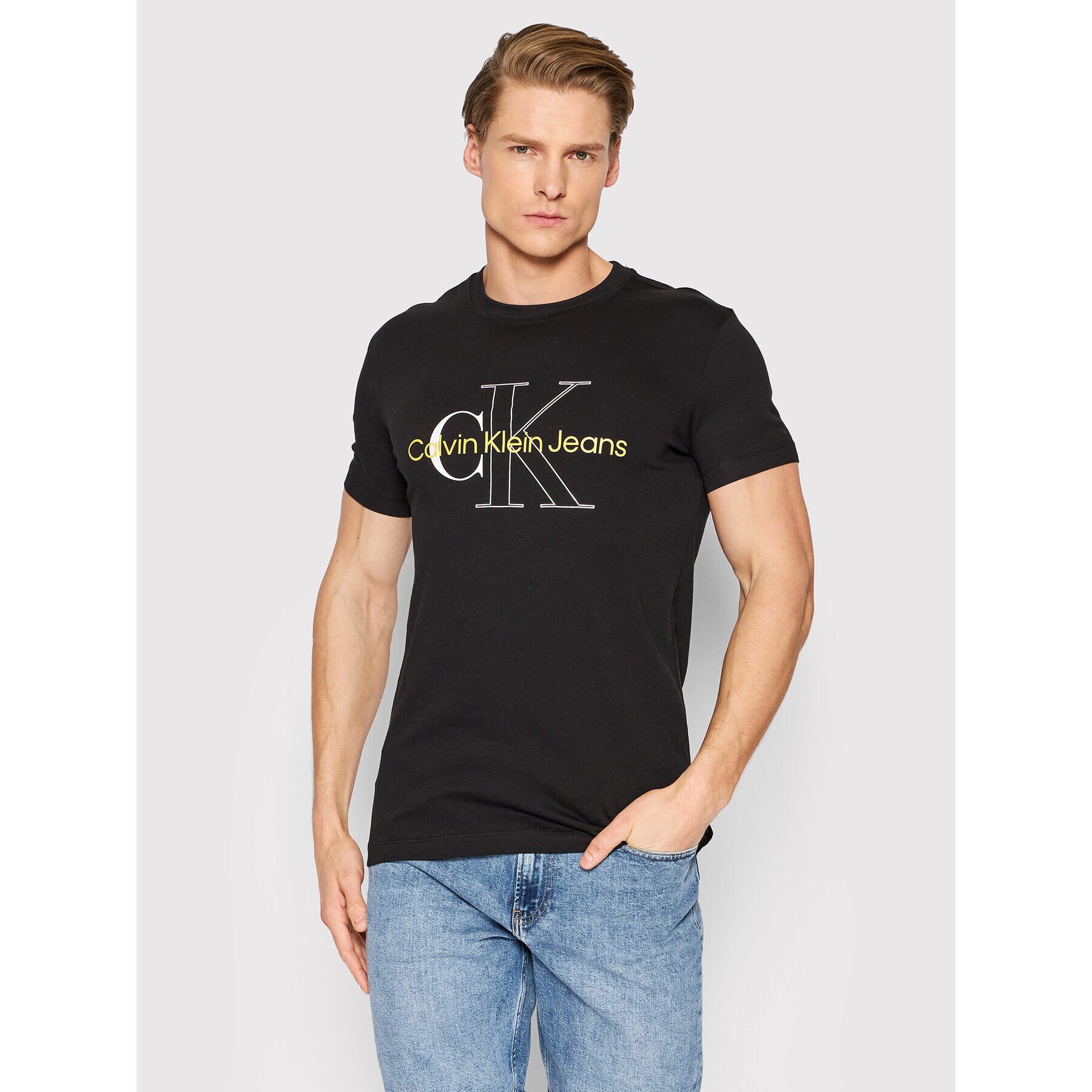 Calvin Klein Jeans Póló J30J320717 Fekete Regular Fit - Pepit.hu