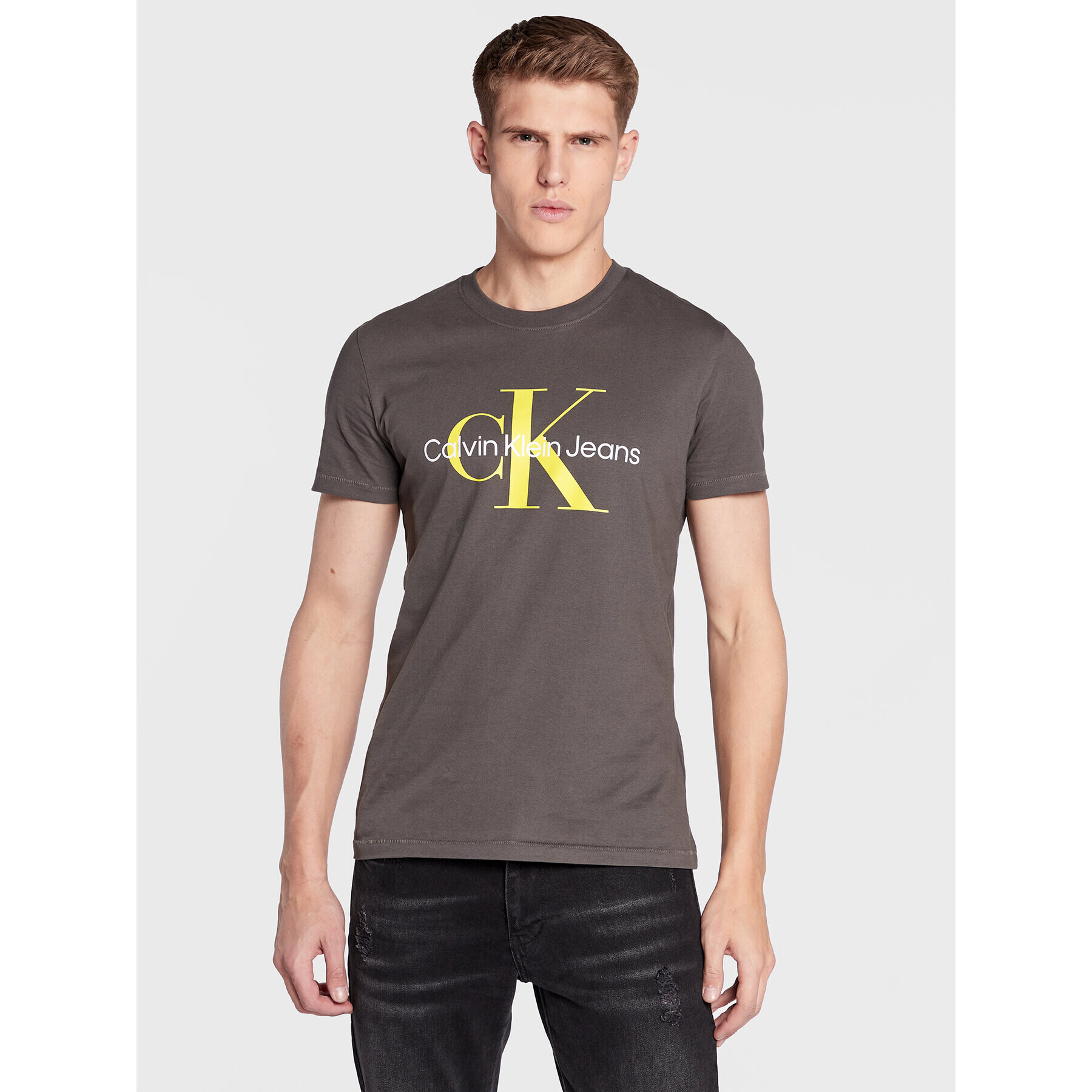 Calvin Klein Jeans Póló J30J320806 Szürke Slim Fit - Pepit.hu