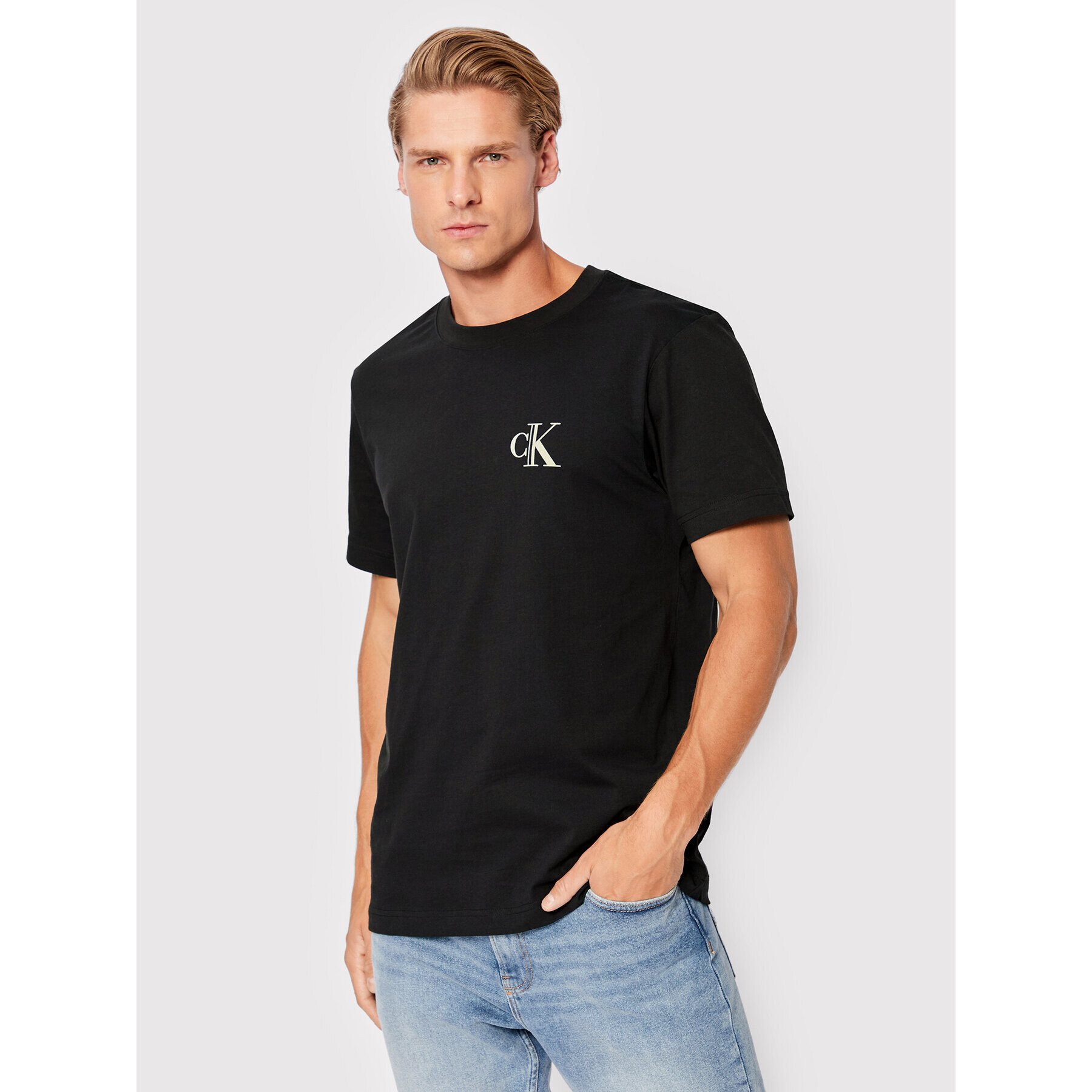 Calvin Klein Jeans Póló J30J320880 Fekete Regular Fit - Pepit.hu