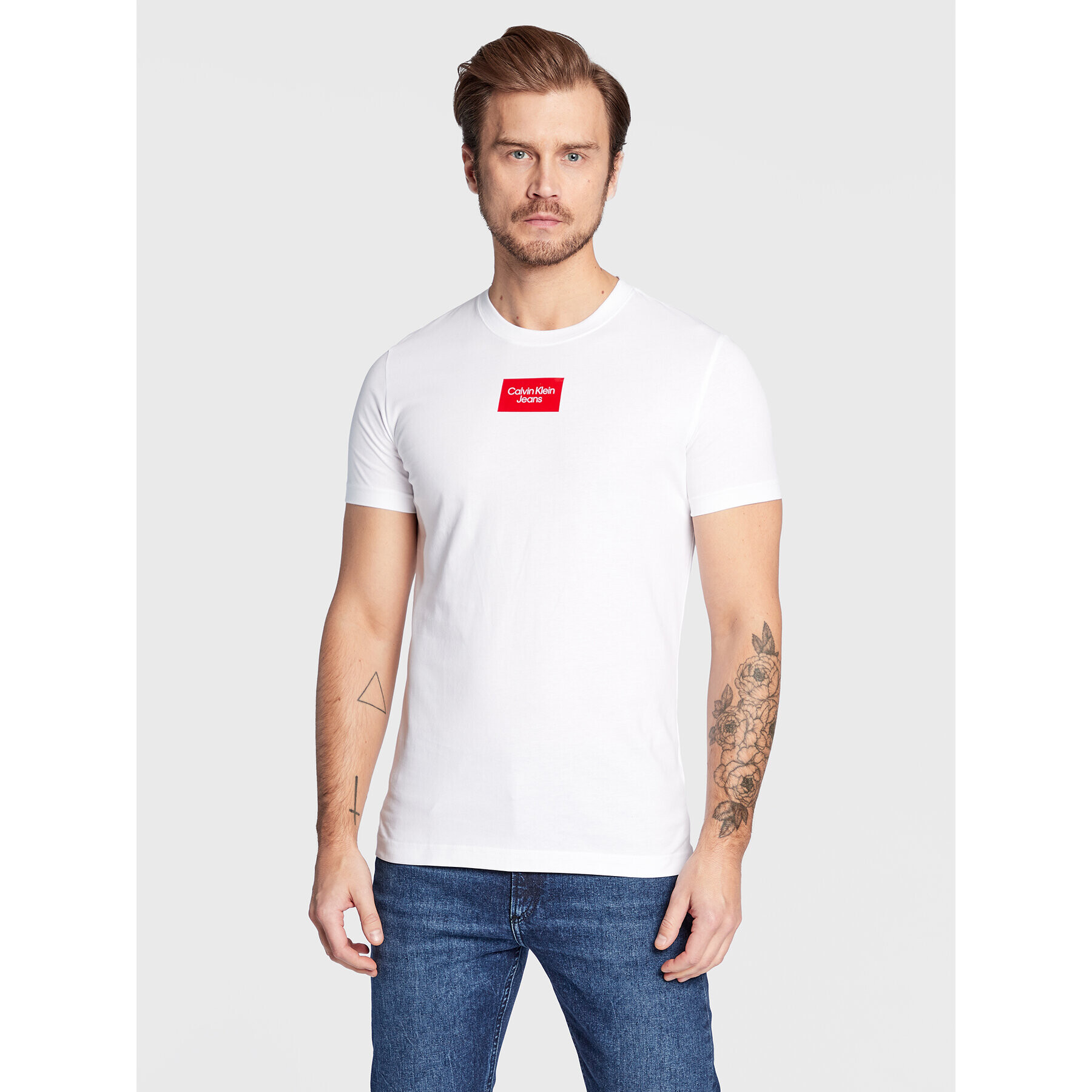 Calvin Klein Jeans Póló J30J322510 Fehér Slim Fit - Pepit.hu