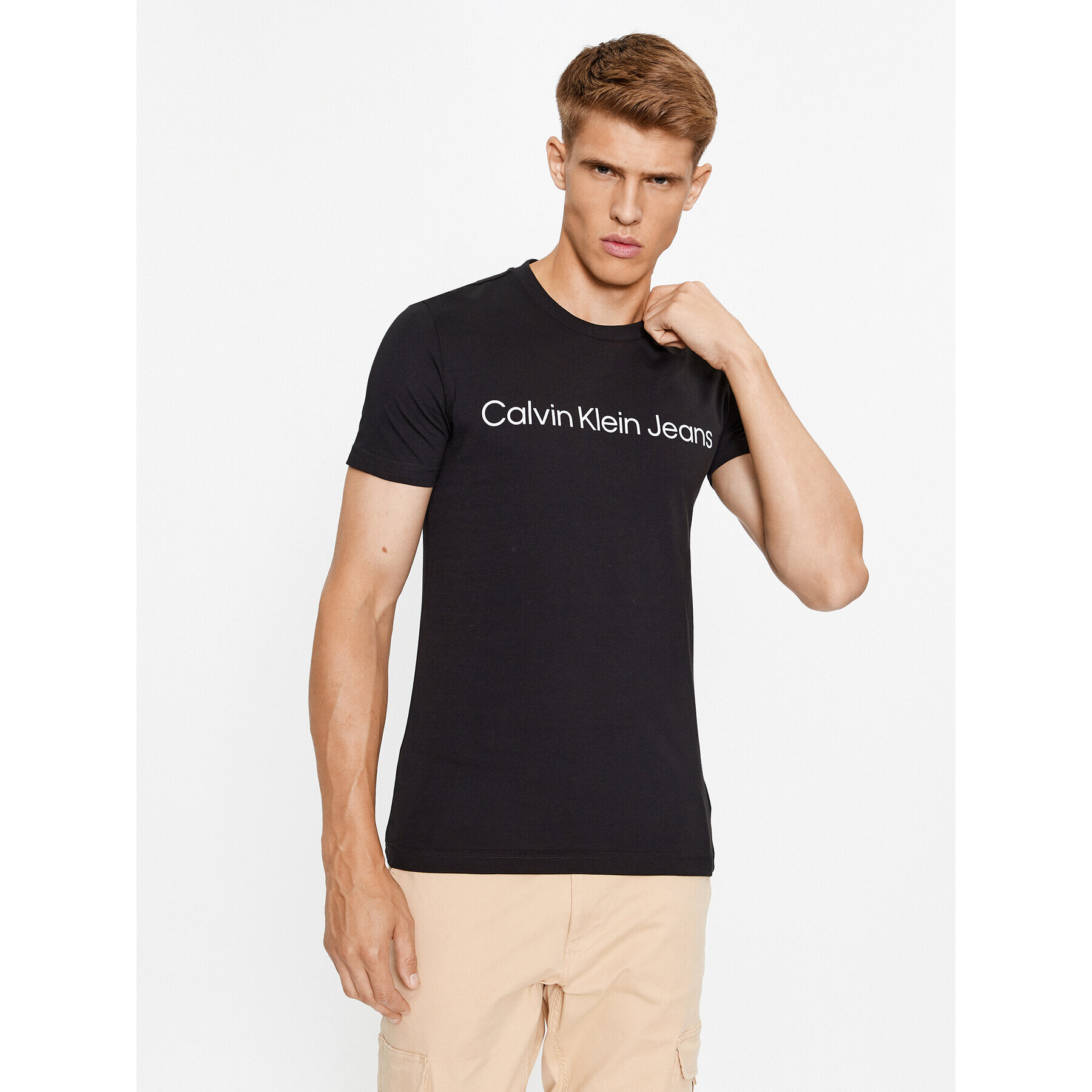 Calvin Klein Jeans Póló J30J322552 Fekete Slim Fit - Pepit.hu