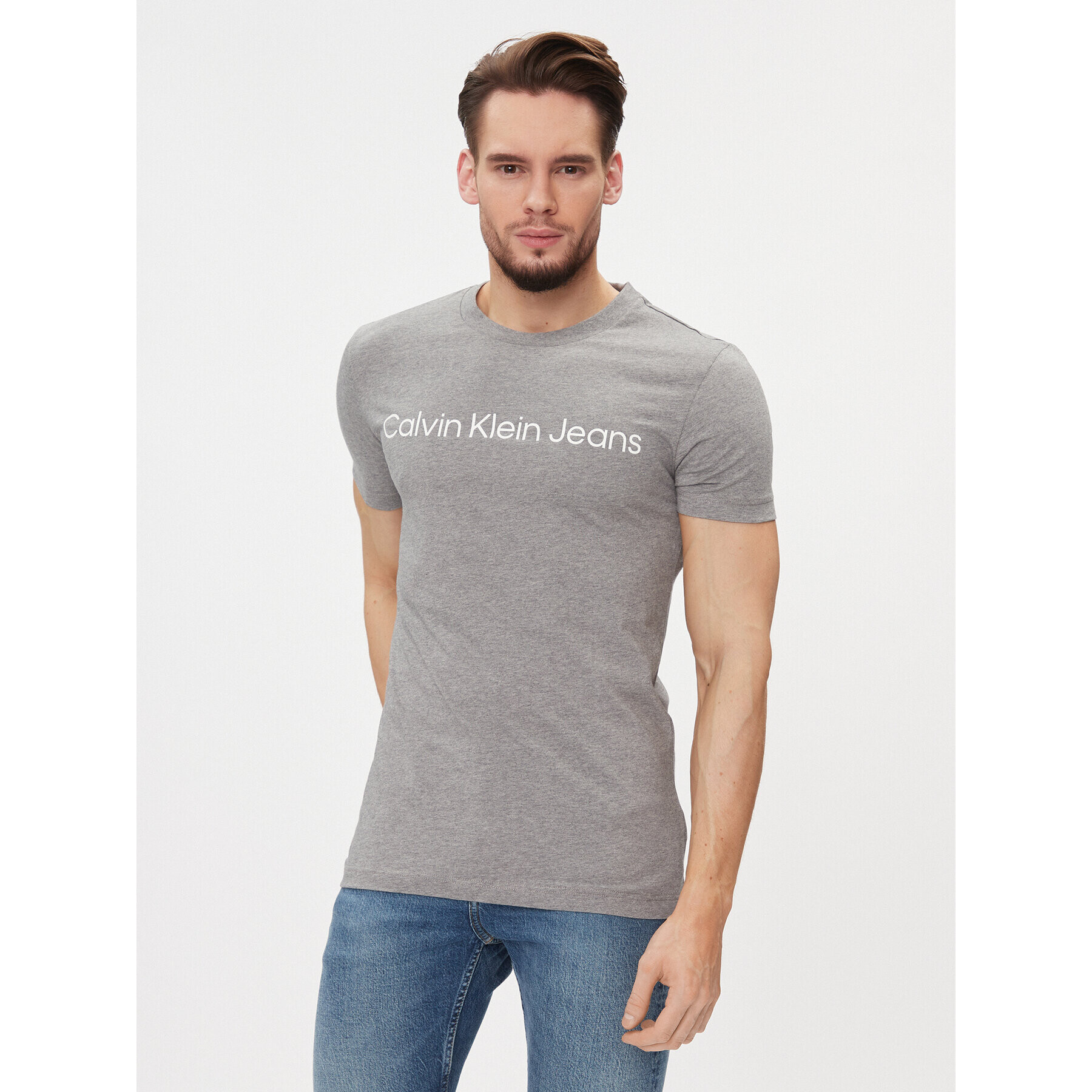 Calvin Klein Jeans Póló J30J322552 Szürke Slim Fit - Pepit.hu