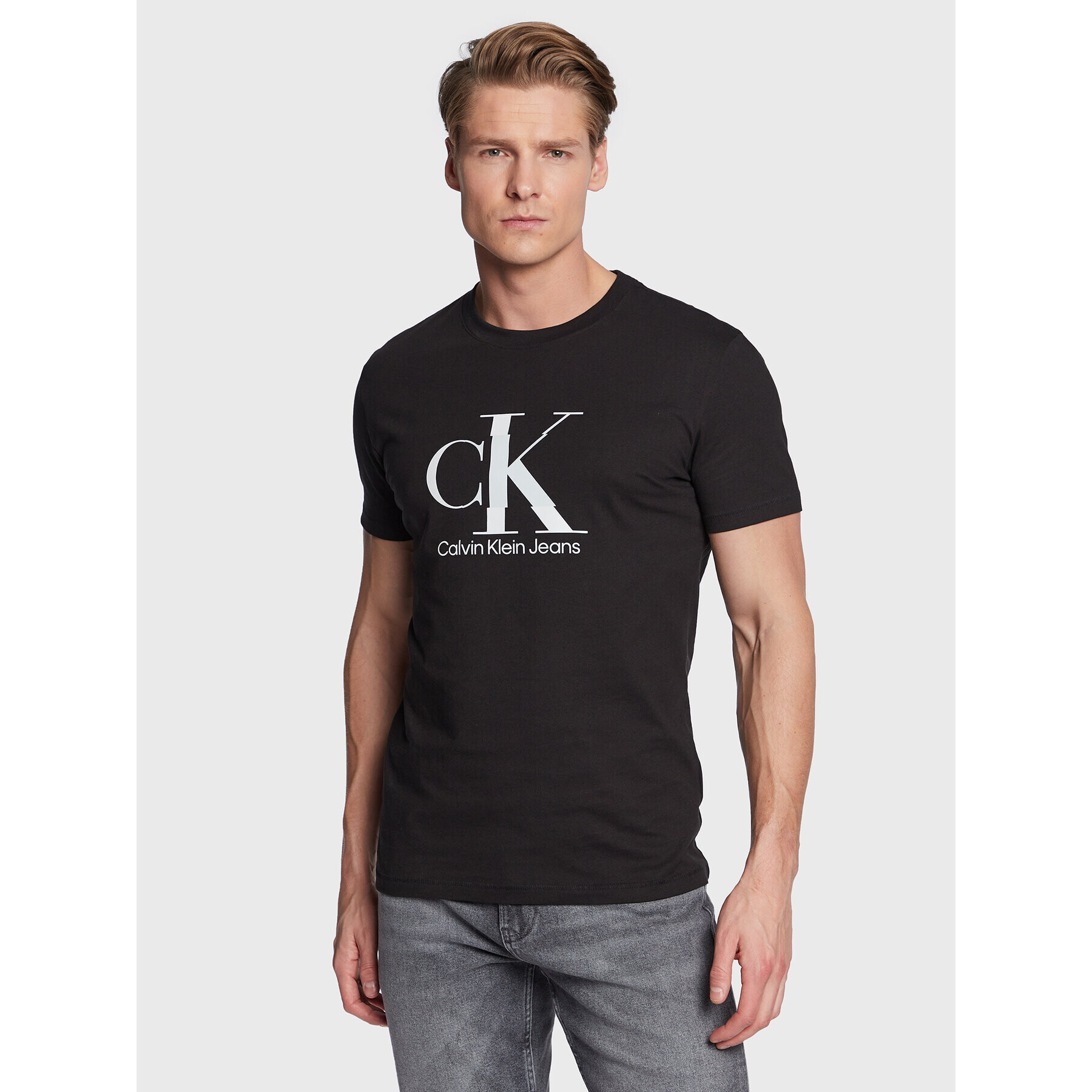 Calvin Klein Jeans Póló J30J323299 Fekete Slim Fit - Pepit.hu