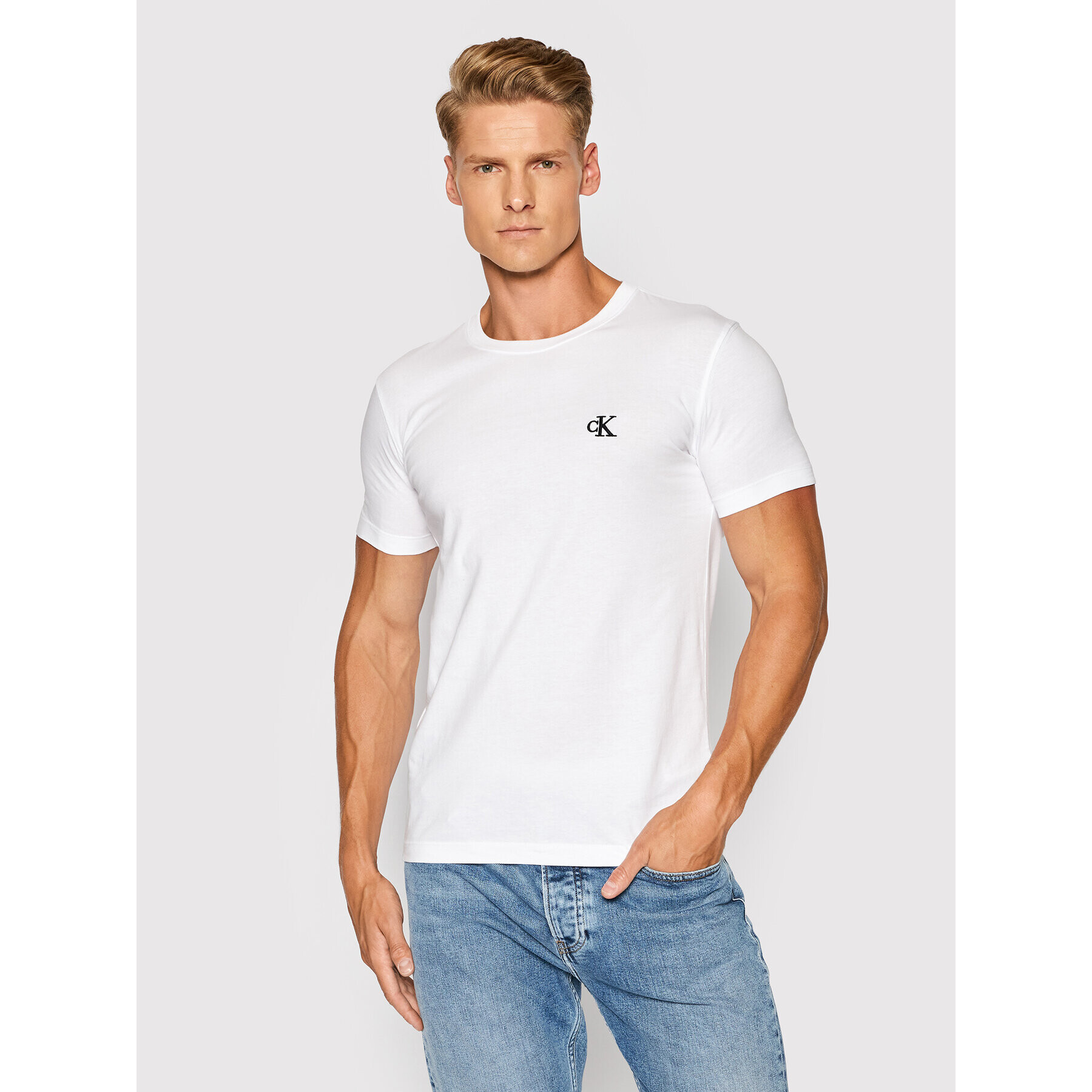 Calvin Klein Jeans Póló Tee Shirt Essential J30J314544 Fehér Slim Fit - Pepit.hu