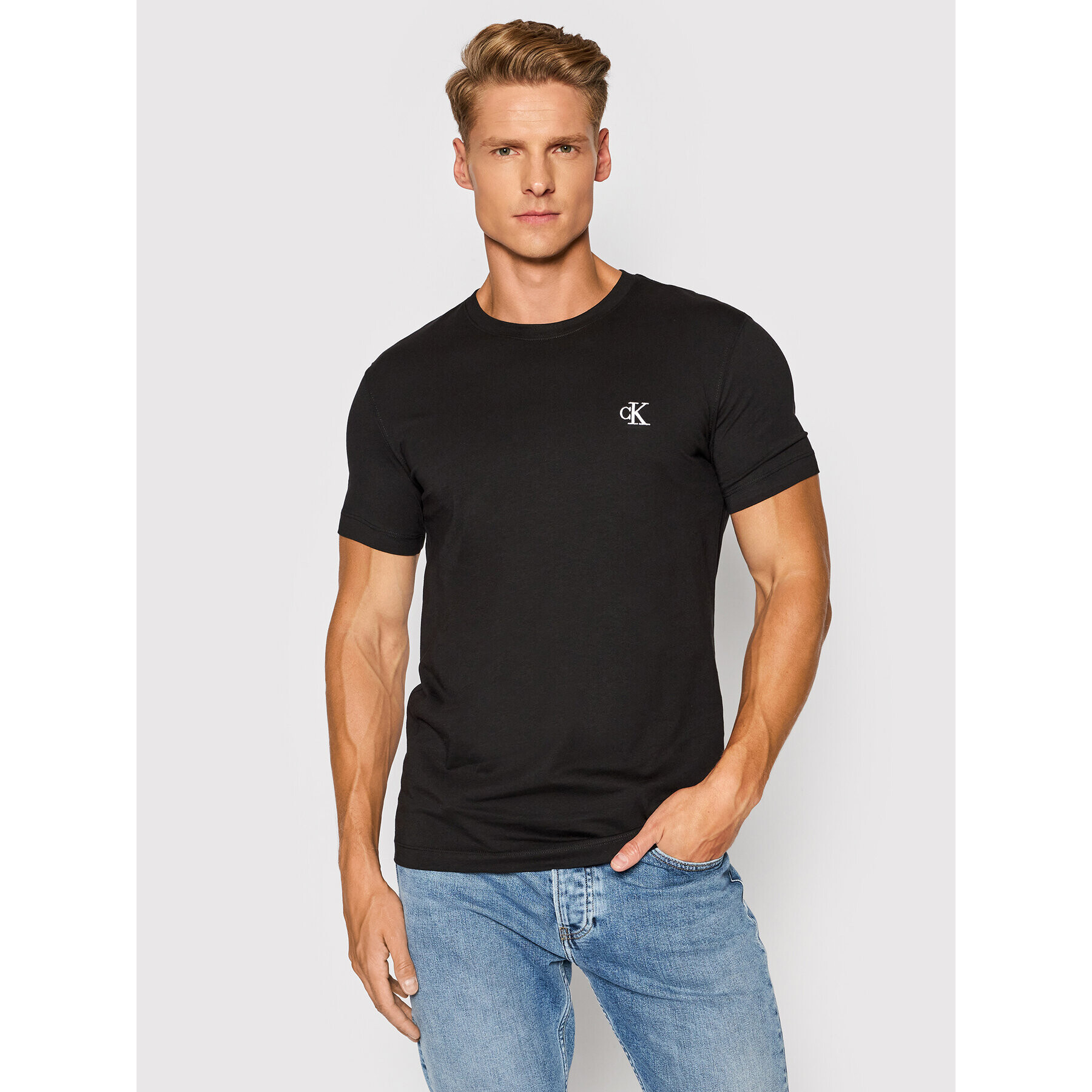 Calvin Klein Jeans Póló Tee Shirt Essential J30J314544 Fekete Slim Fit - Pepit.hu