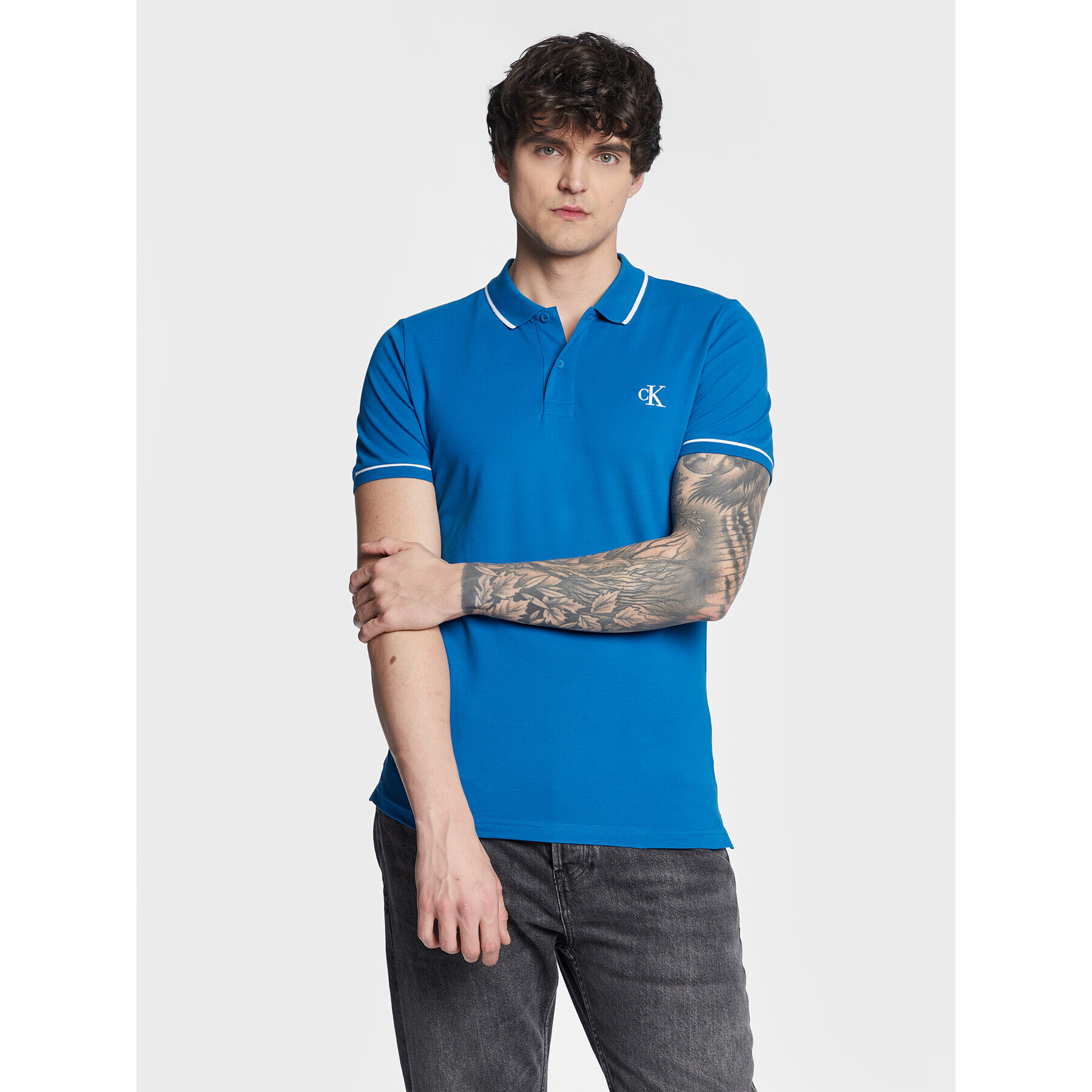 Calvin Klein Jeans Pólóing J30J315603 Kék Slim Fit - Pepit.hu