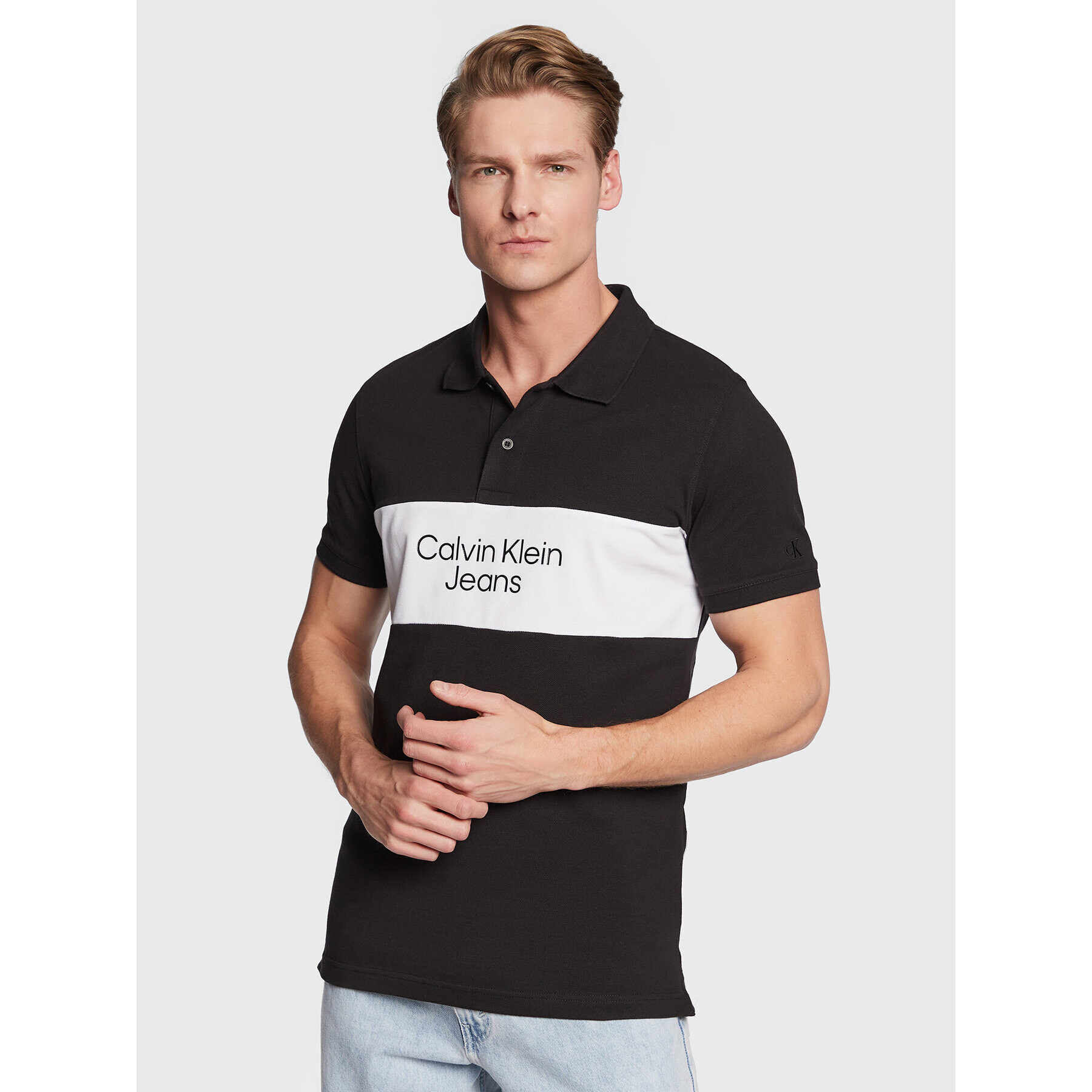 Calvin Klein Jeans Pólóing J30J322449 Fekete Slim Fit - Pepit.hu